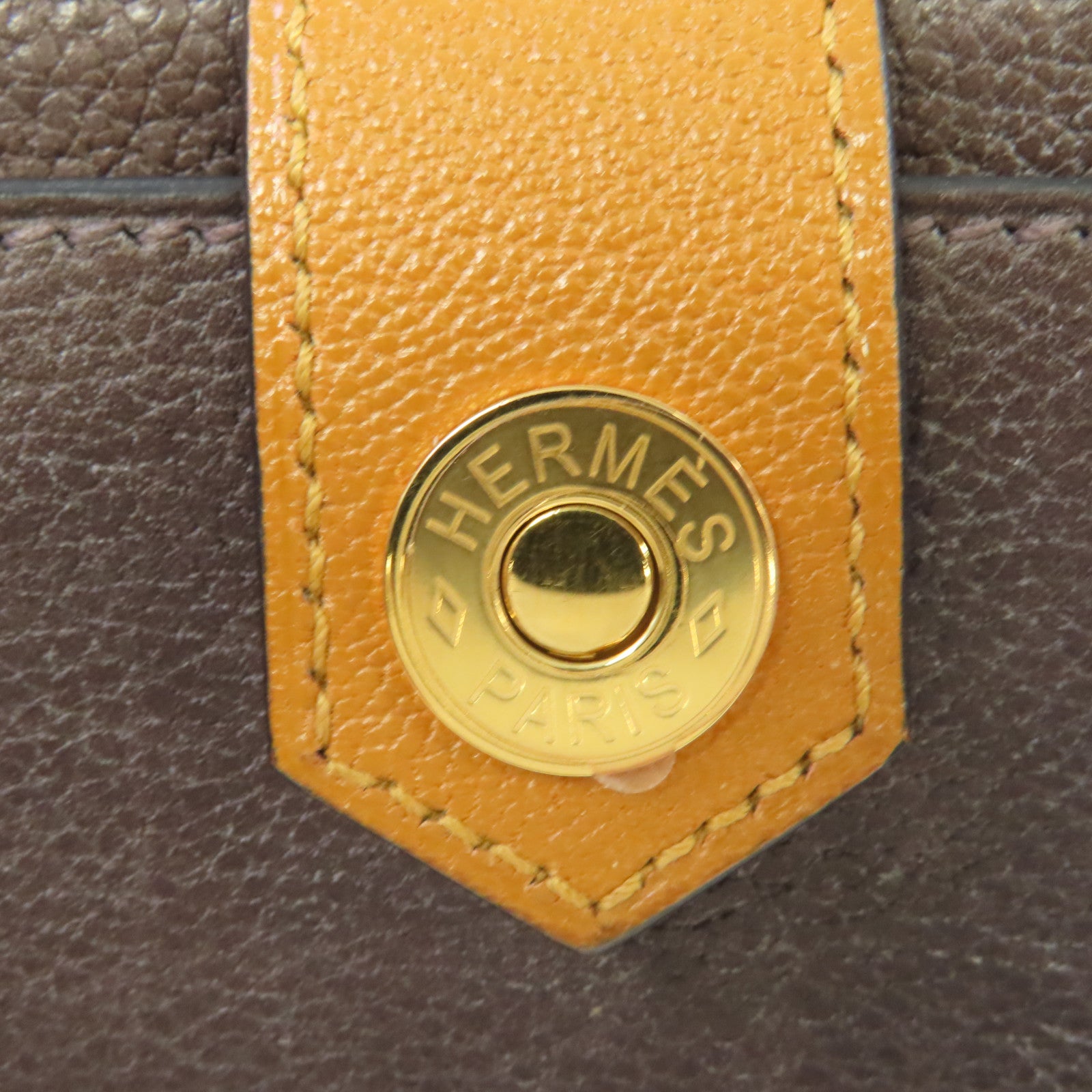 HERMES 【激減優惠】Clemence皮革Sac Saut 25 Shoulder Bag金扣肩背袋啡色