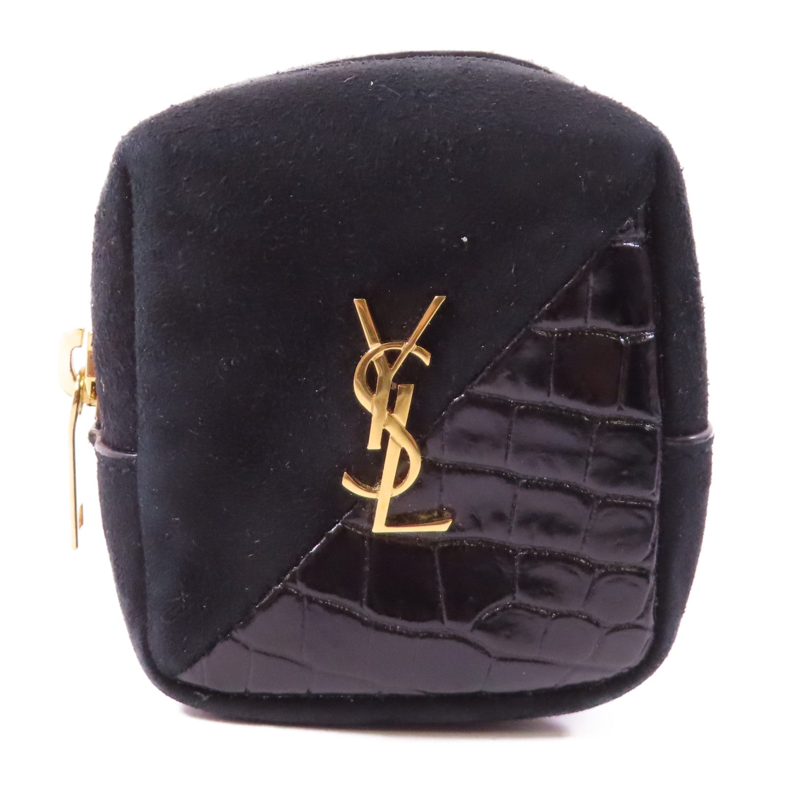 SAINT LAURENT 牛皮皮革Coin purse金扣鎖匙包黑色