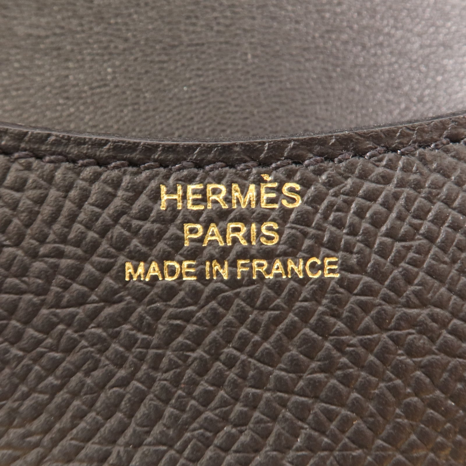 HERMES Epsom皮革Constance Slim金扣錢包Noir
