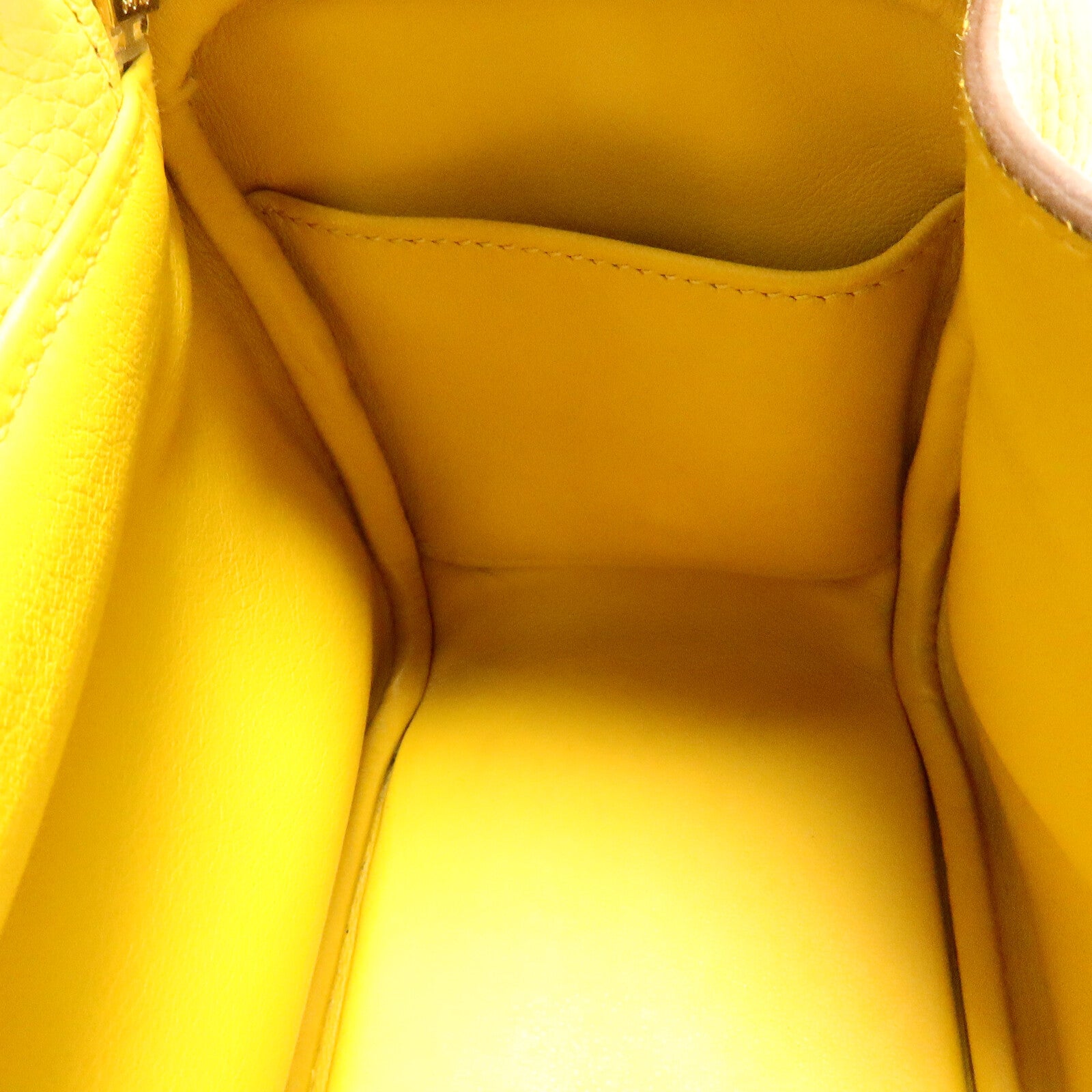 HERMES Clemence皮革Mini Lindy手挽肩背兩用袋Jaune Ambre