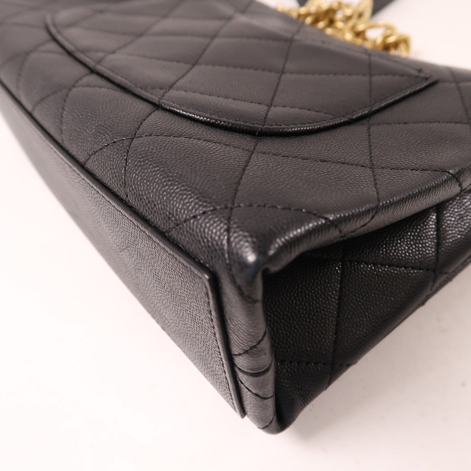 CHANEL 牛皮皮革Shoulder Bag金扣鏈帶手挽肩背兩用袋黑色
