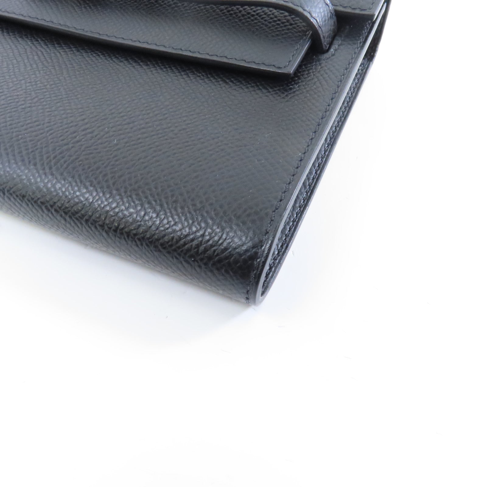 HERMES Epsom皮革Kelly To Go銀扣肩背袋黑色