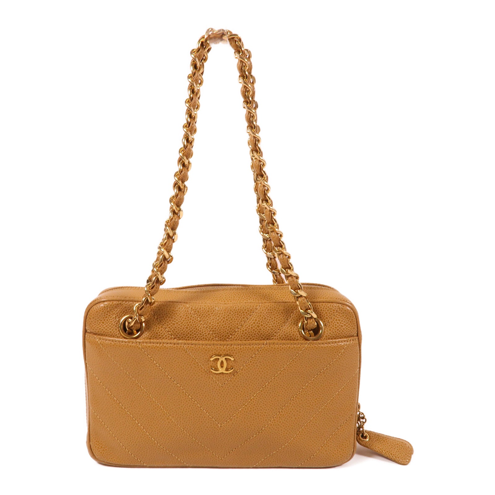 CHANEL 牛皮皮革Vintage Chain Bag金扣鏈帶肩背袋
