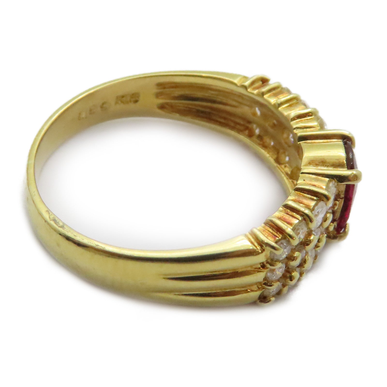 JEWELRY 18K黃金Ruby Diamond Ring 0.74ct紅寶石/0.59ct鑽石戒指US#6.75