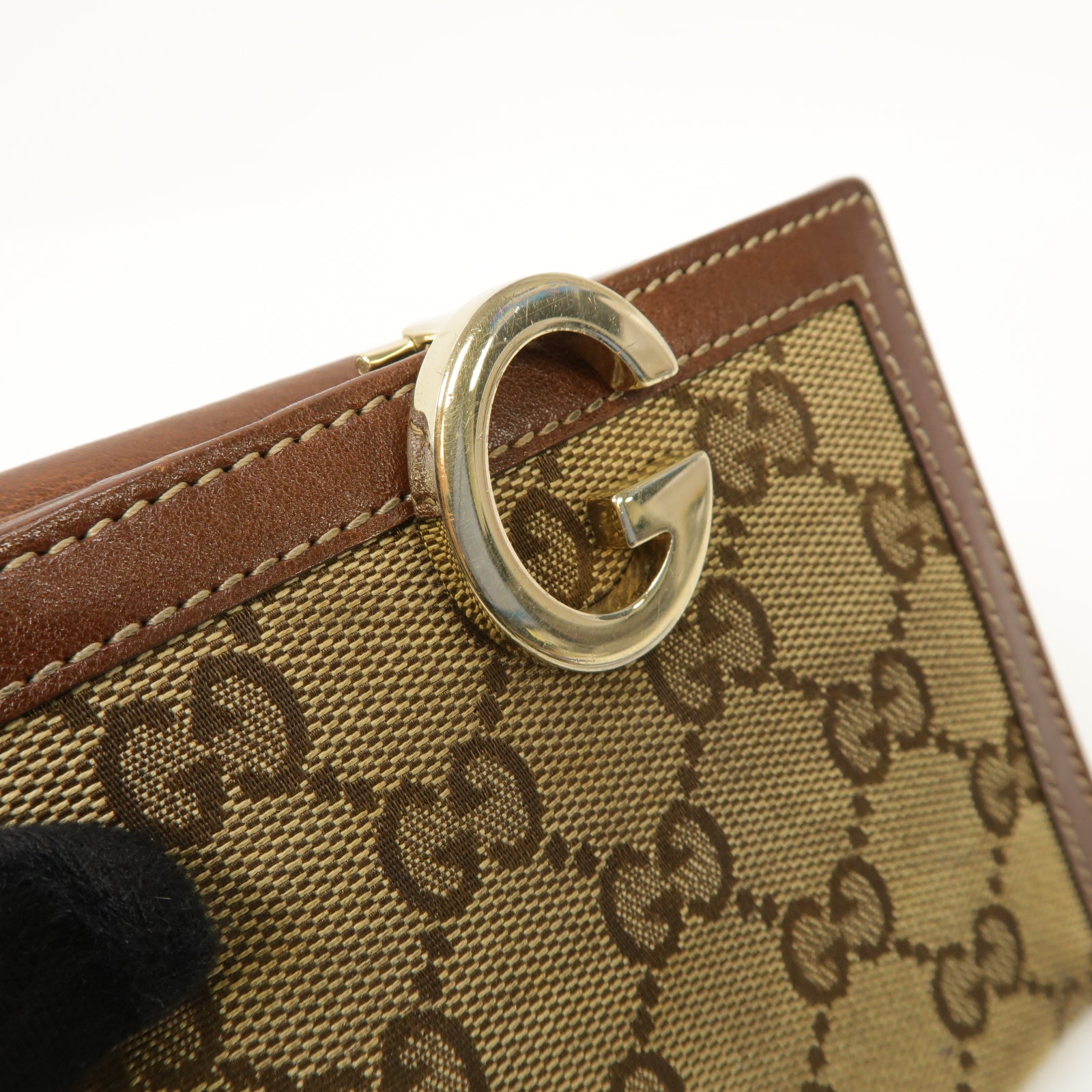 GUCCI 【清倉大減價】帆布Wallet金扣錢包啡色