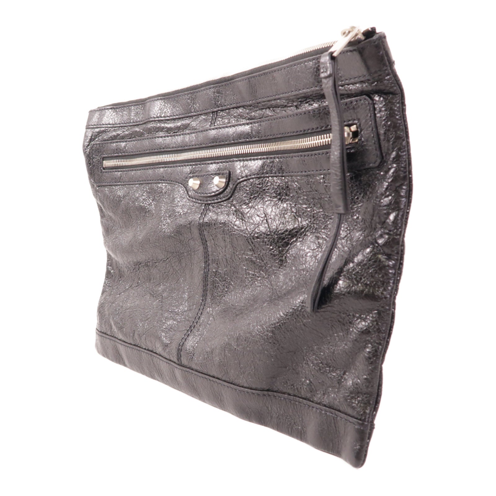 BALENCIAGA 牛皮皮革Clutch銀扣手拿包