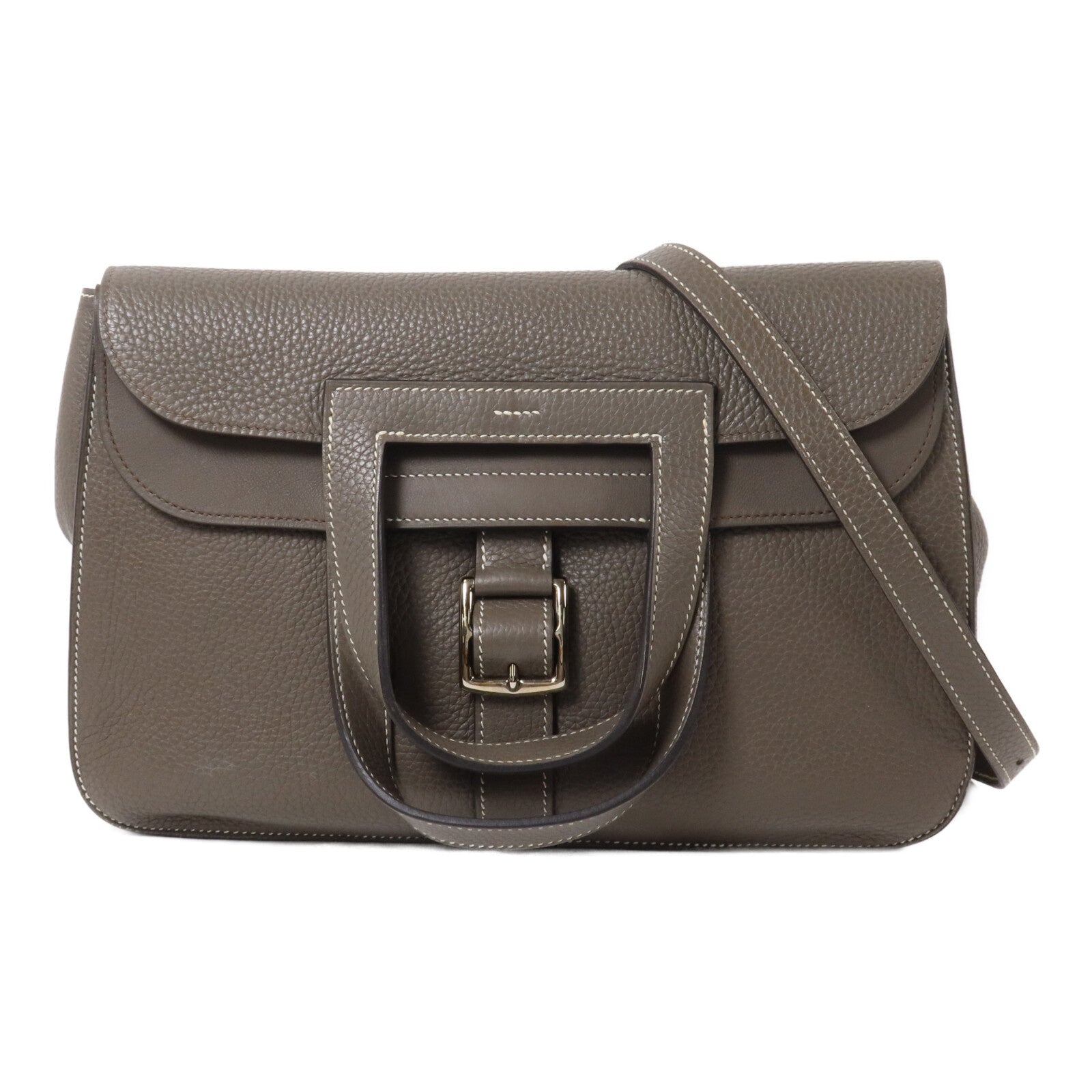 HERMES Clemence皮革Halzan 31手挽肩背兩用袋Etain