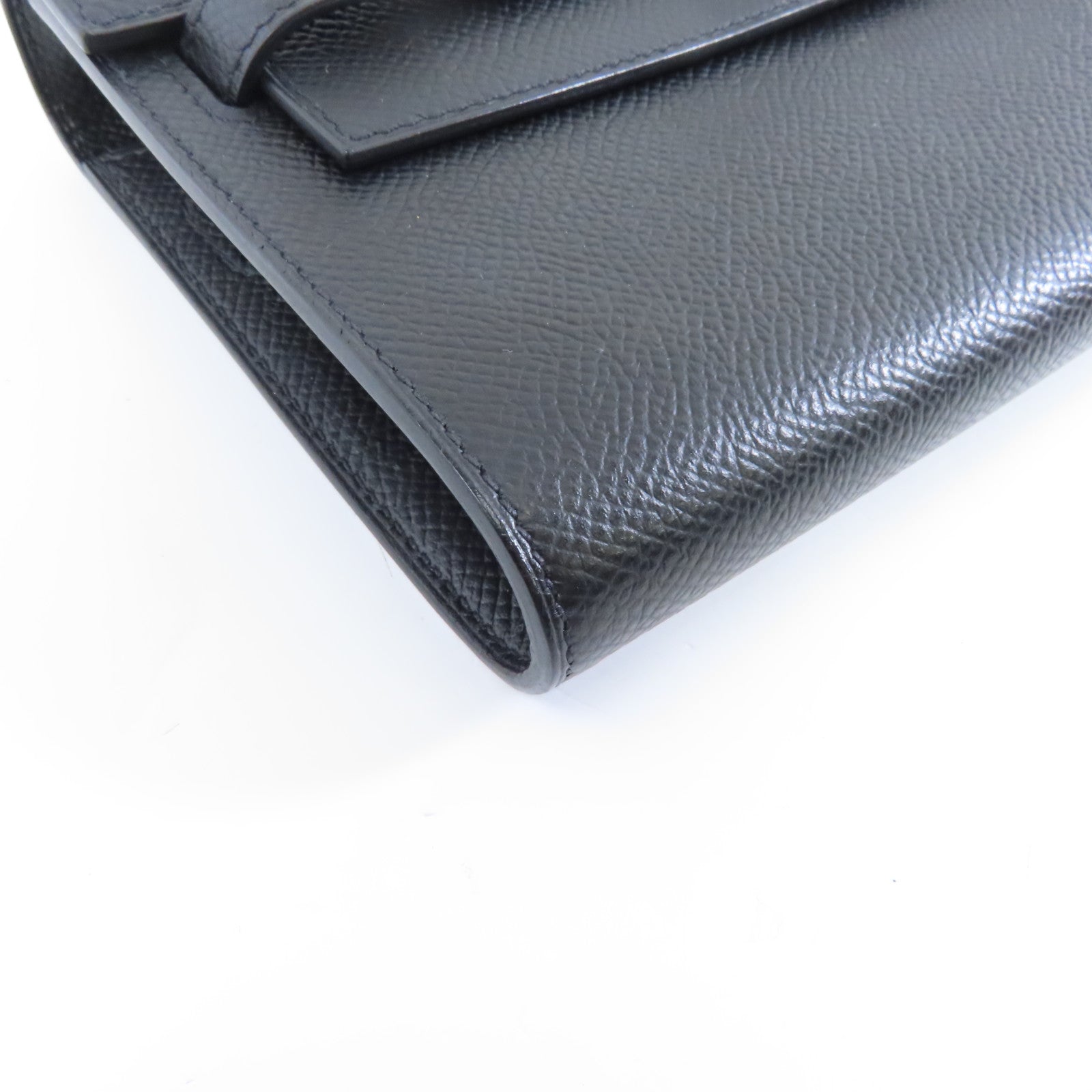 HERMES Epsom皮革Kelly To Go銀扣肩背袋黑色