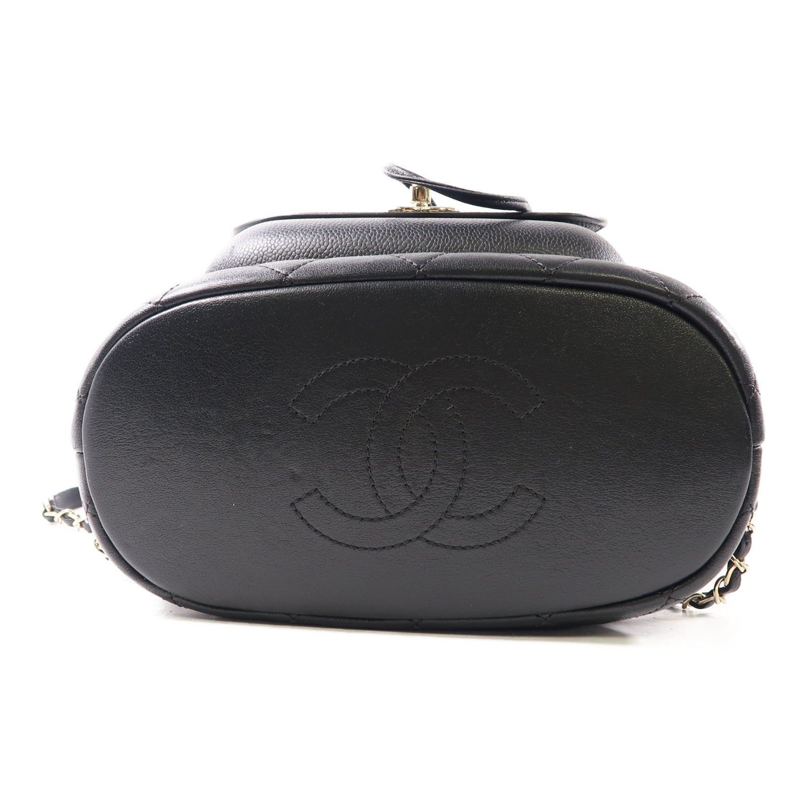 CHANEL 【激減優惠】菱格牛皮皮革Daily Round Backpack金扣背包黑色