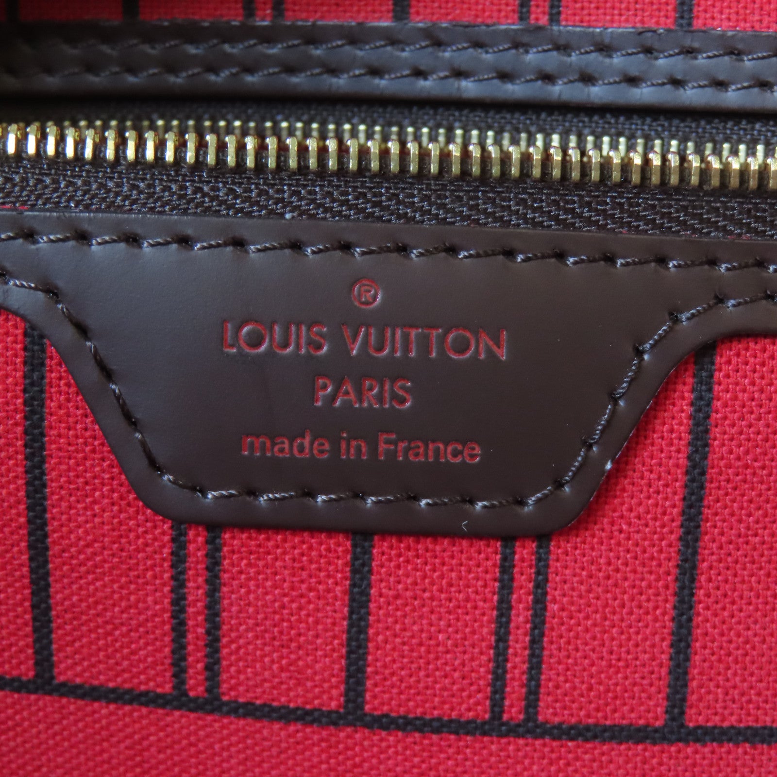 LOUIS VUITTON Damier Ebene Neverfull MM金扣手挽肩背兩用袋啡色