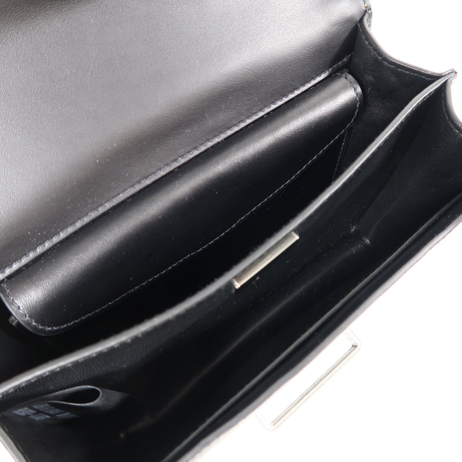 PRADA 牛皮皮革/馬毛Shoulder Bag銀扣肩背袋黑色