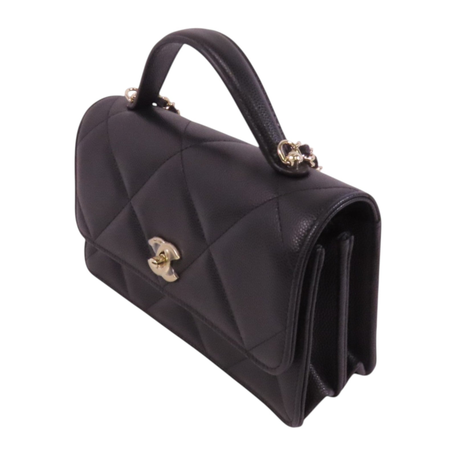 CHANEL 牛皮皮革25C WOC金扣鏈帶手挽肩背兩用袋