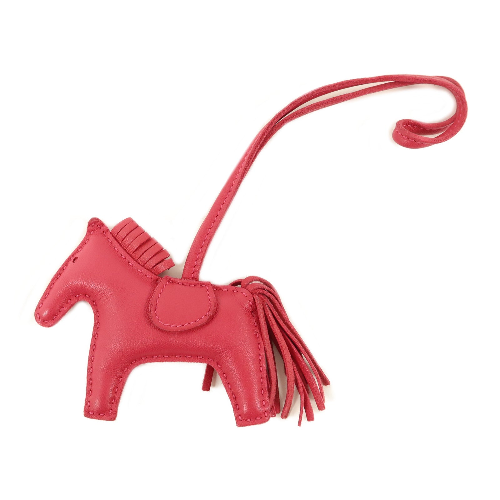 HERMES Milo皮革Rodeo PM掛飾Framboise
