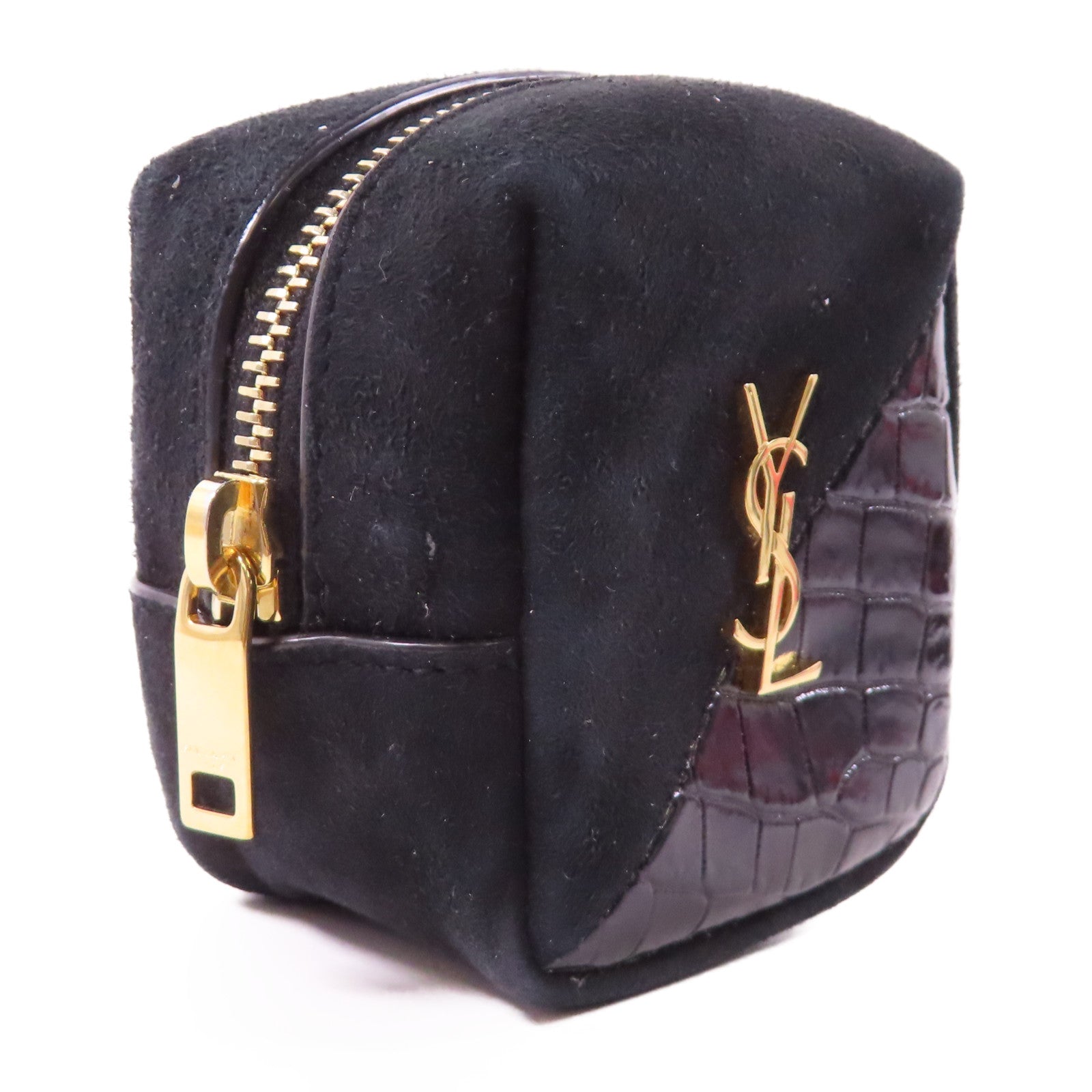 SAINT LAURENT 牛皮皮革Coin purse金扣鎖匙包黑色
