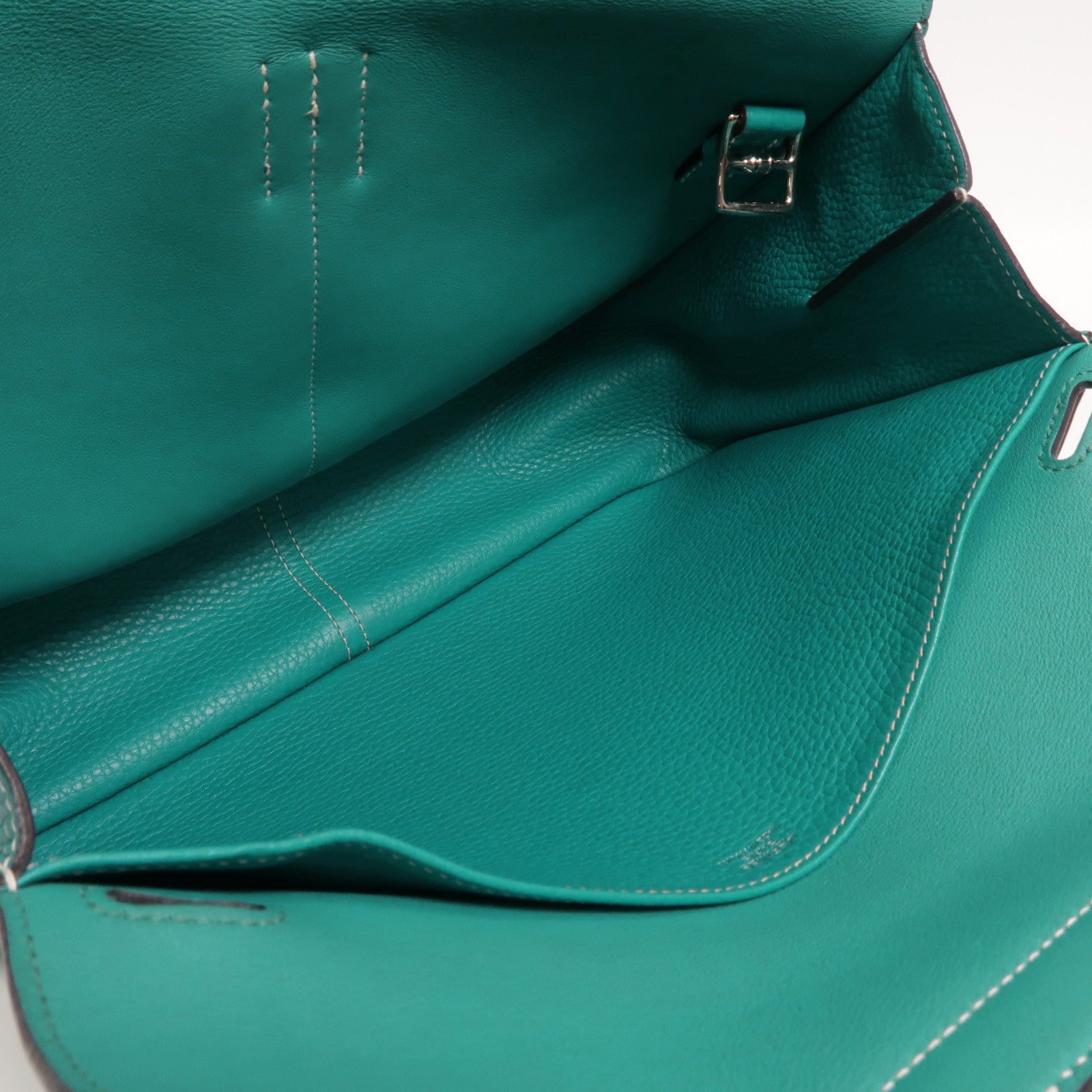 HERMES Clemence皮革Halzan 31手挽肩背兩用袋Bleu Paon