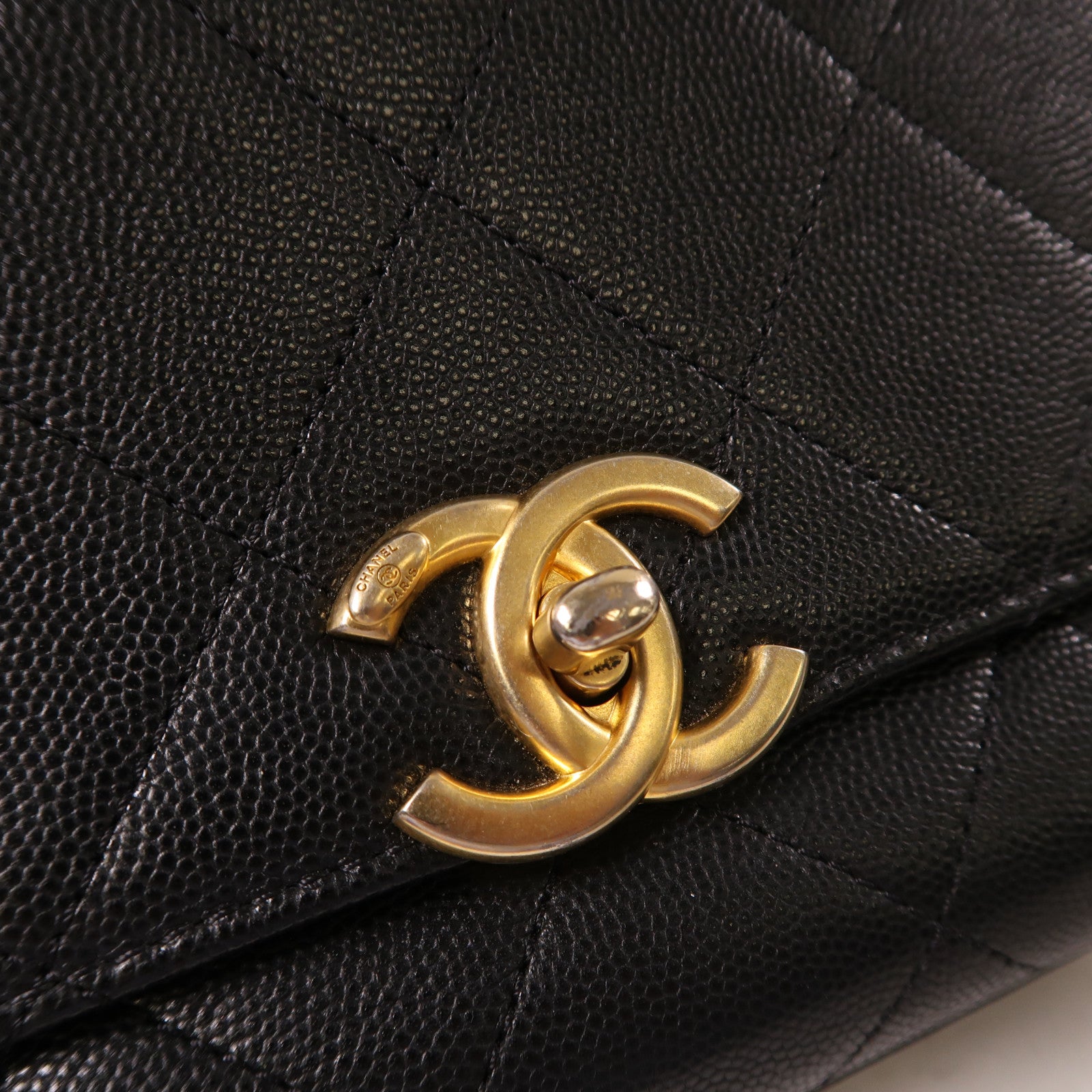 CHANEL 牛皮皮革Shoulder Bag金扣鏈帶手挽肩背兩用袋黑色