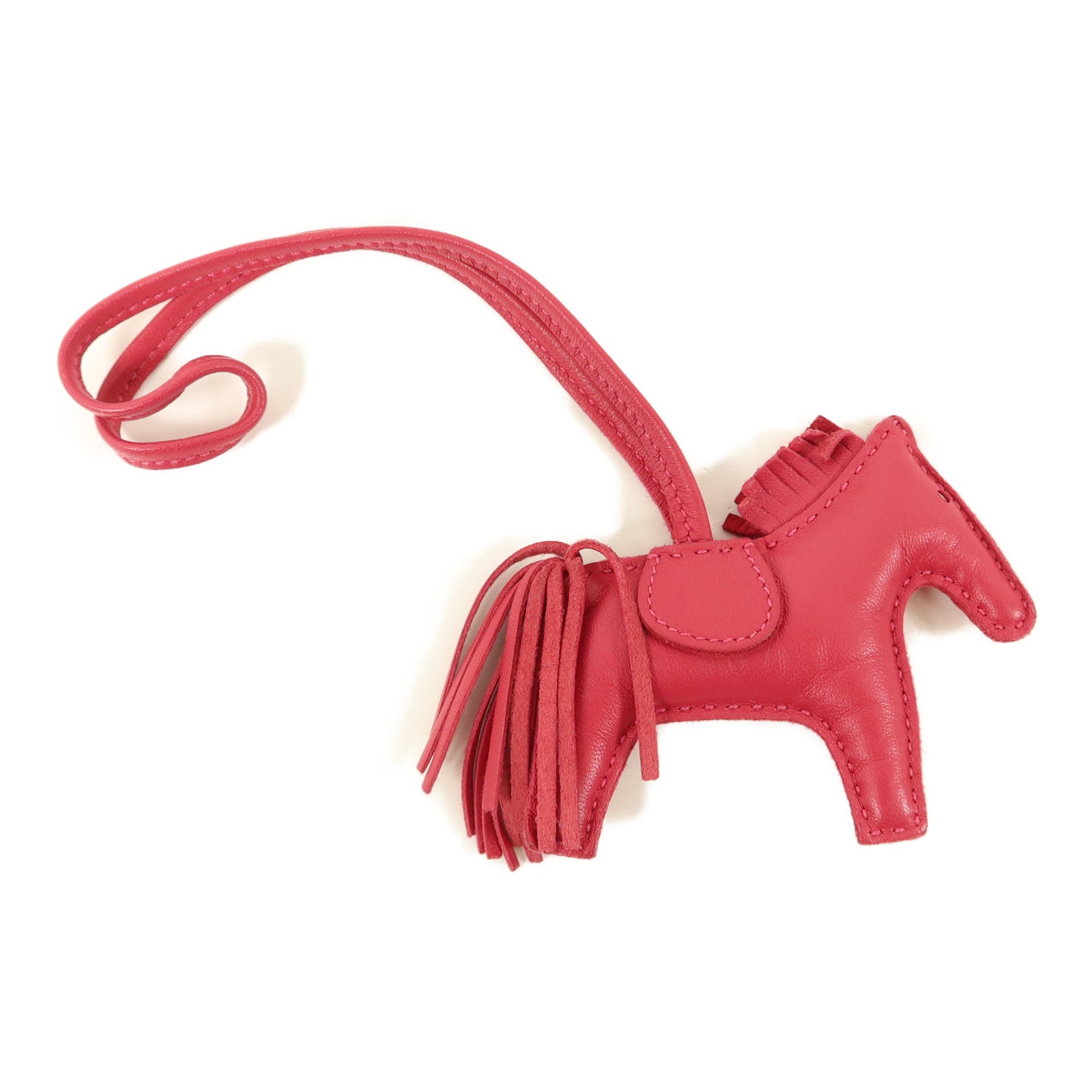 HERMES Milo皮革Rodeo PM掛飾Framboise