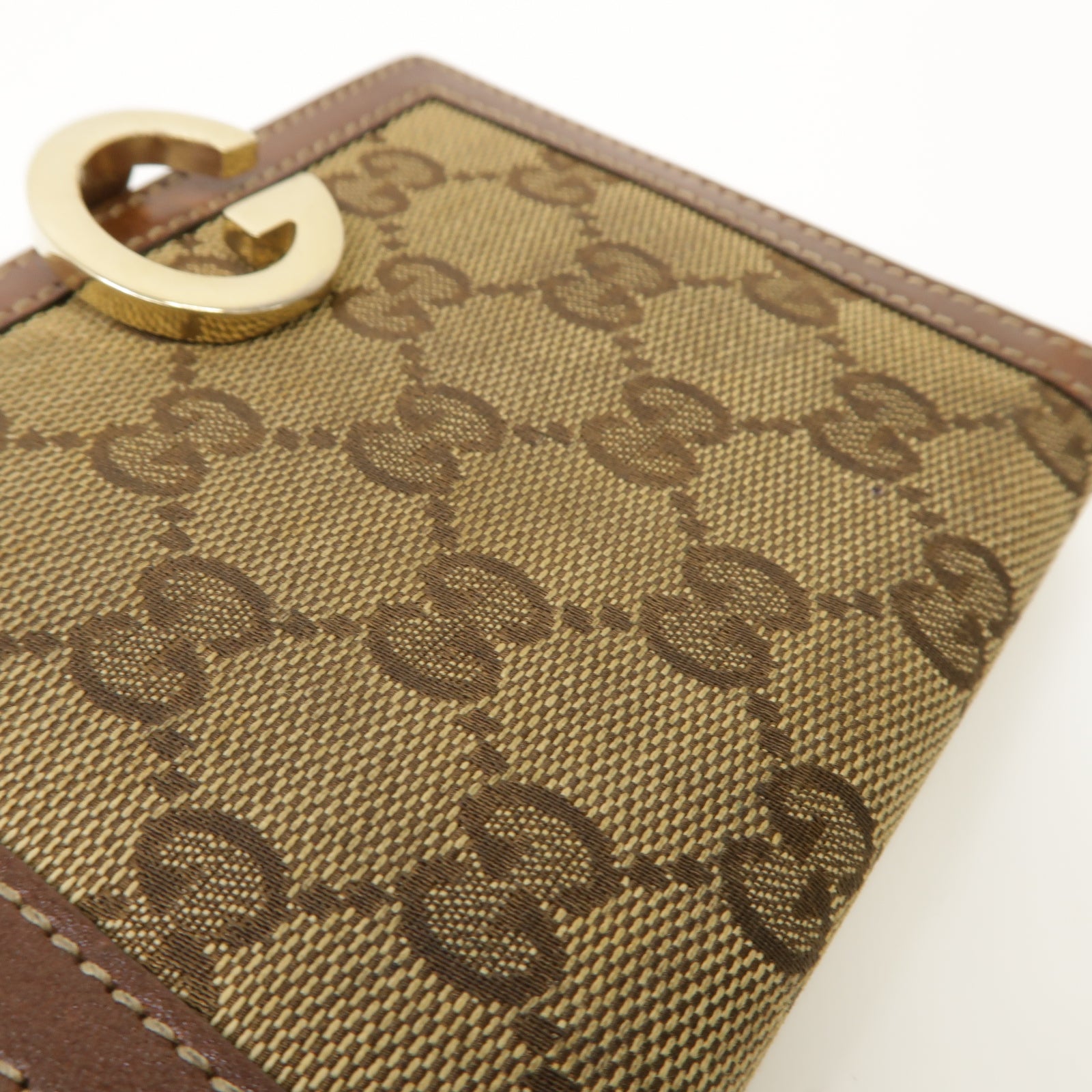 GUCCI 【清倉大減價】帆布Wallet金扣錢包啡色