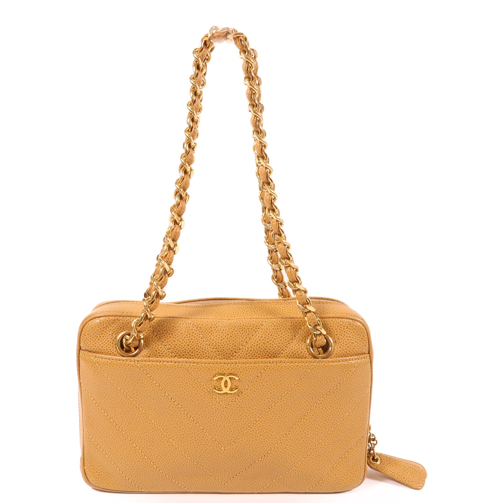 CHANEL 牛皮皮革Vintage Chain Bag金扣鏈帶肩背袋