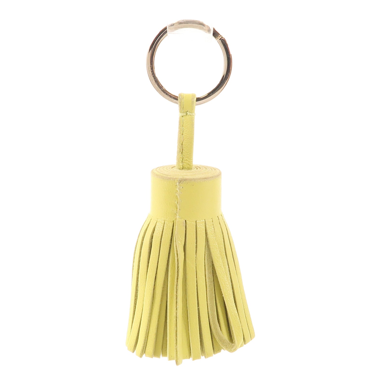 HERMES Swift皮革Carmen銀扣鎖匙圈Light Green