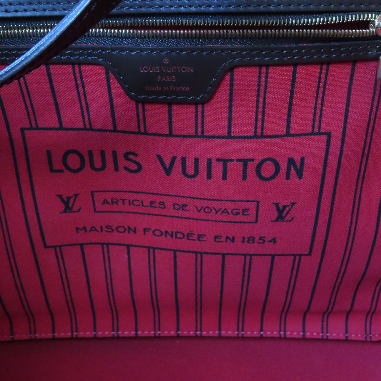 LOUIS VUITTON Damier Ebene Neverfull MM金扣手挽肩背兩用袋啡色