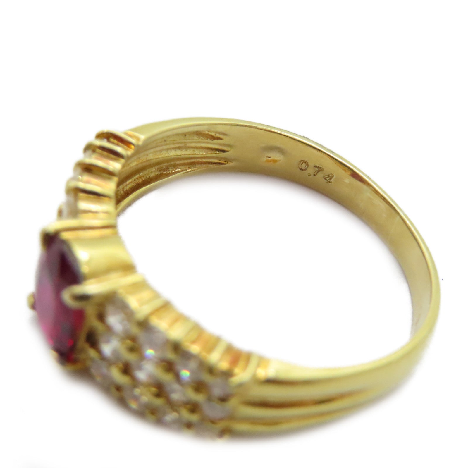 JEWELRY 18K黃金Ruby Diamond Ring 0.74ct紅寶石/0.59ct鑽石戒指US#6.75