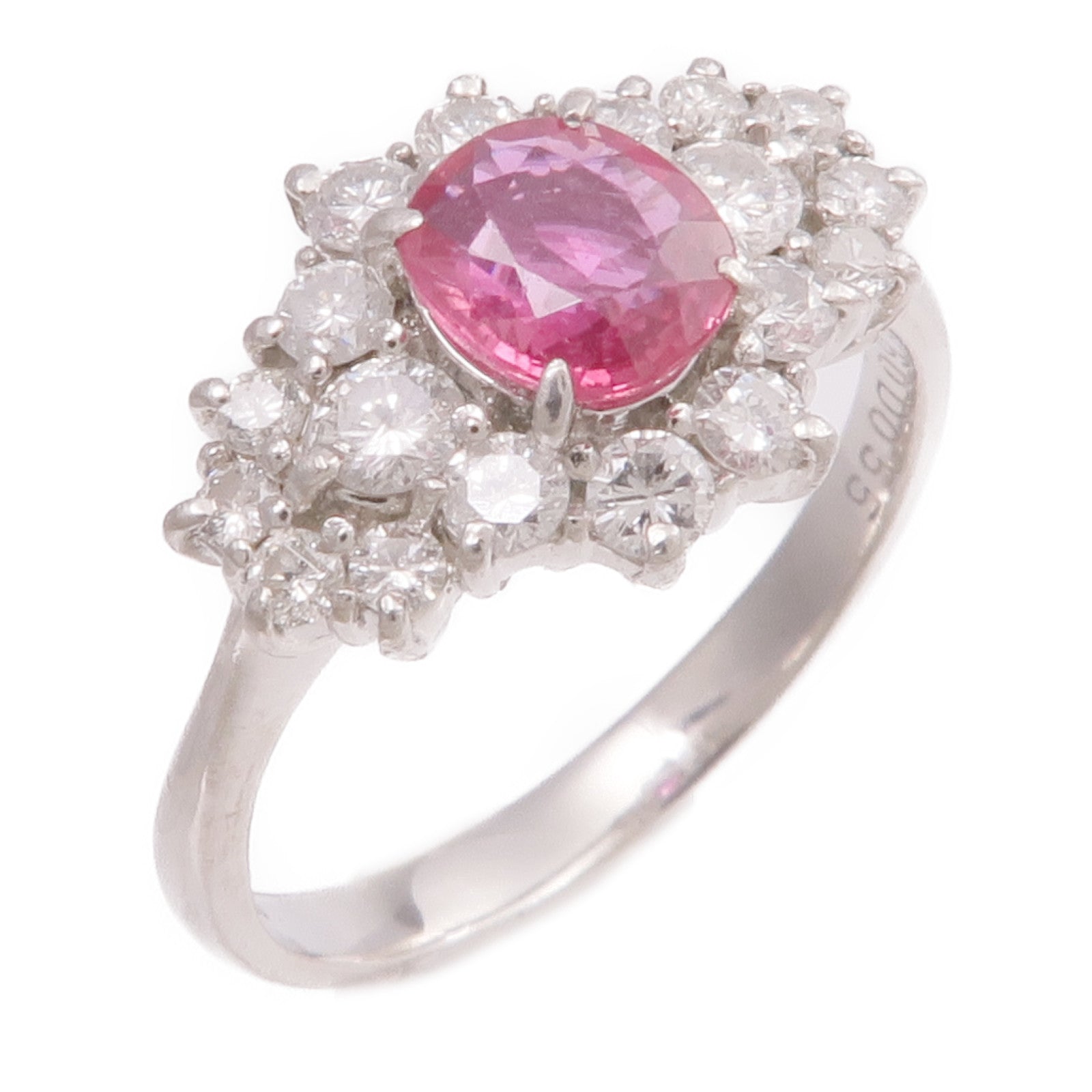 JEWELRY PT900鉑金Ruby Diamond Ring紅寶石/鑽石戒指US#5.5