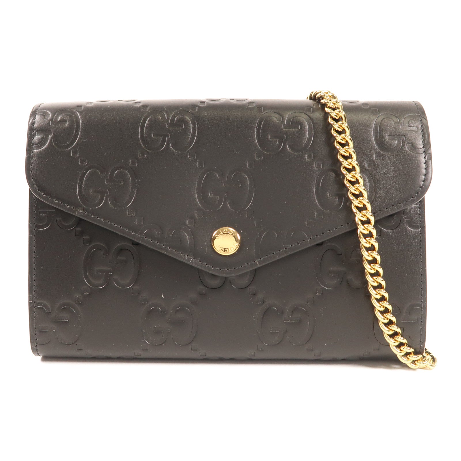 GUCCI 皮革GG Chain Wallet金扣鏈帶肩背袋