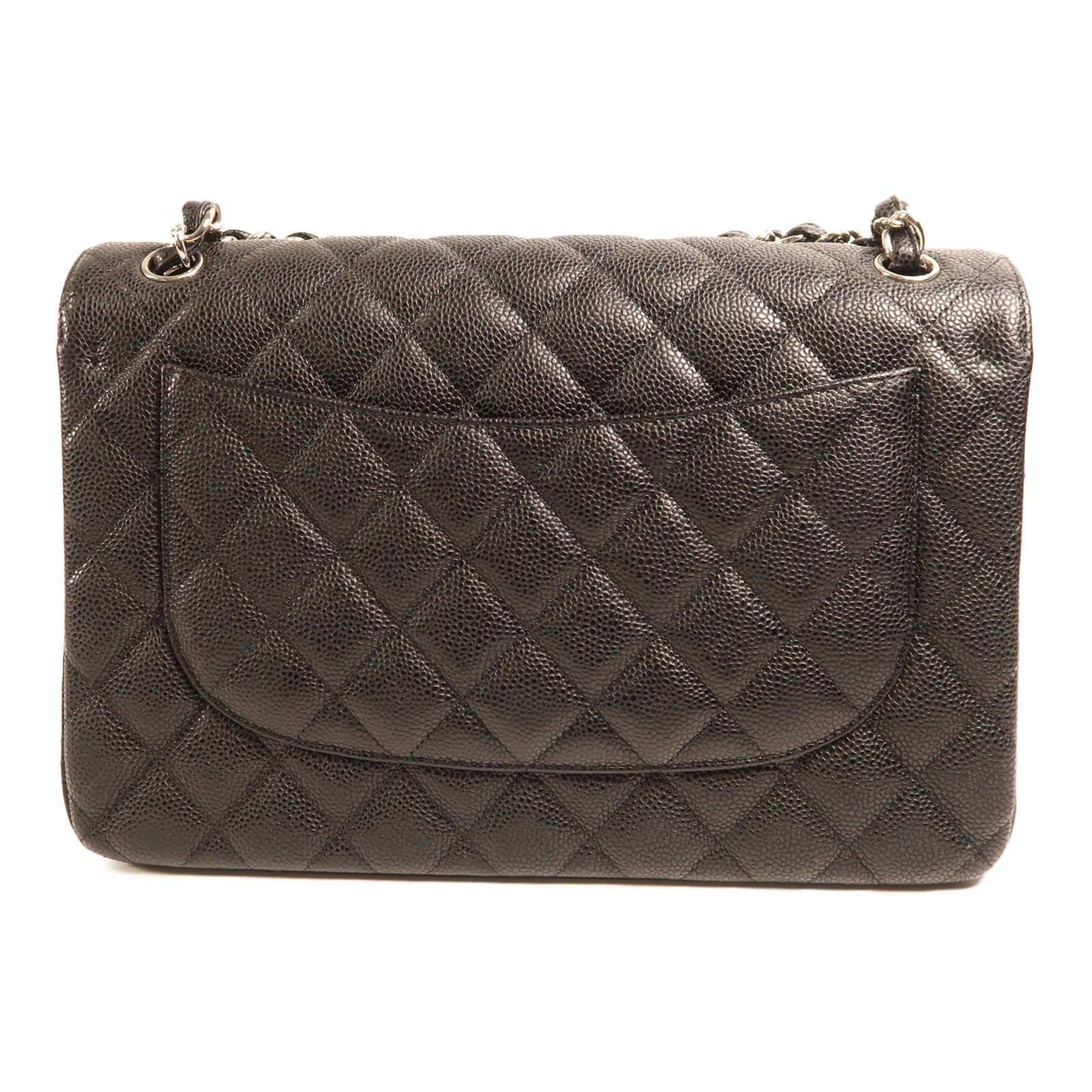 CHANEL 【激減優惠】牛皮皮革Jumbo 30銀扣鏈帶肩背袋黑色