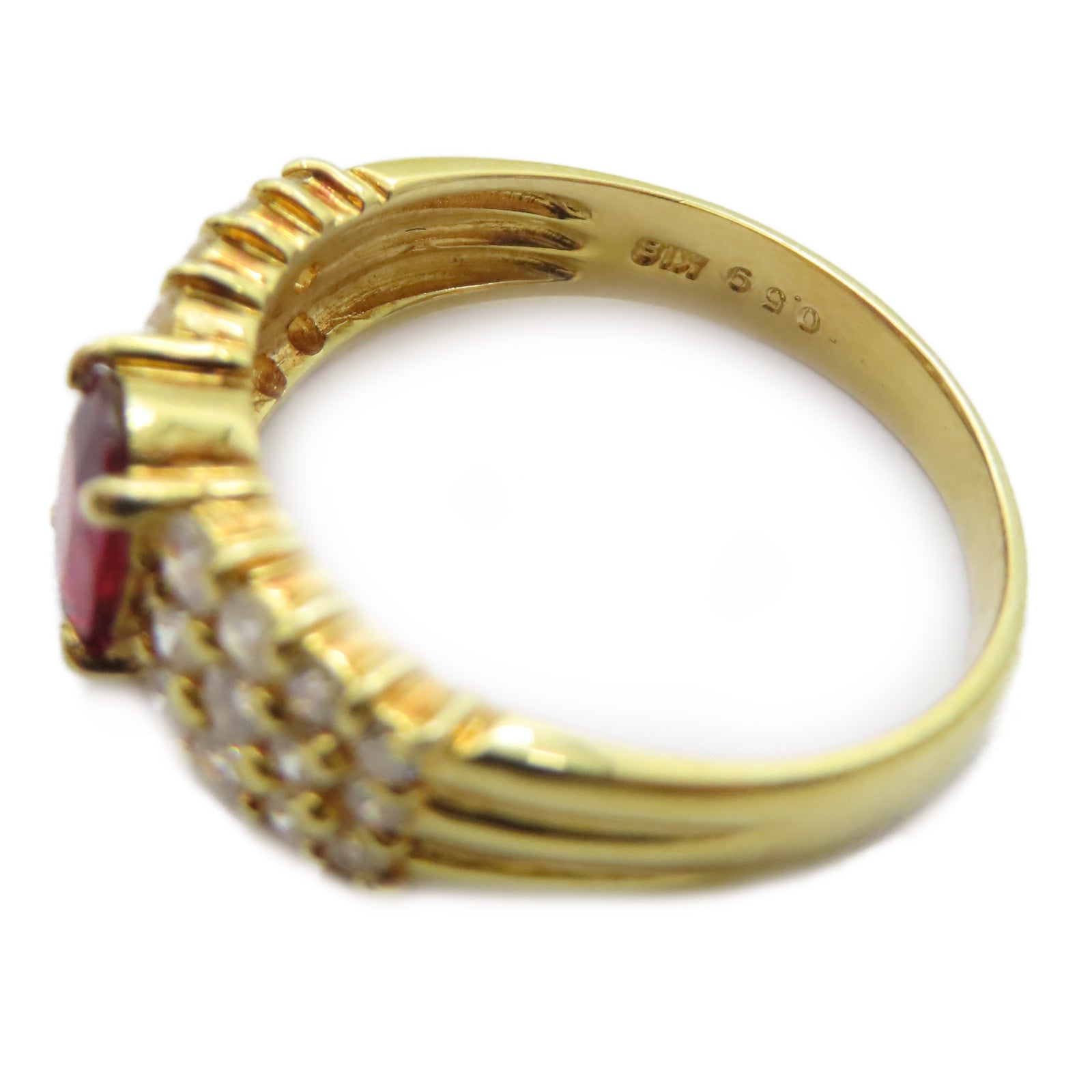 JEWELRY 18K黃金Ruby Diamond Ring 0.74ct紅寶石/0.59ct鑽石戒指US#6.75
