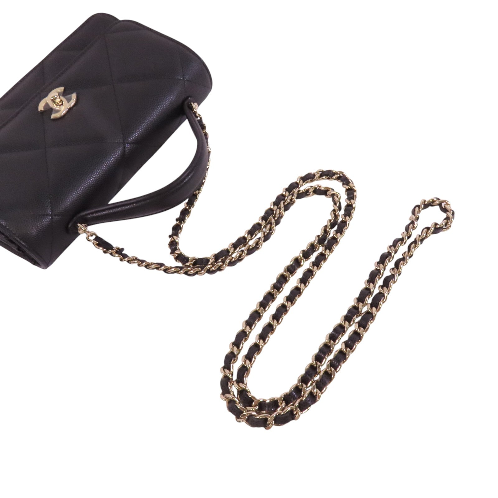 CHANEL 牛皮皮革25C WOC金扣鏈帶手挽肩背兩用袋