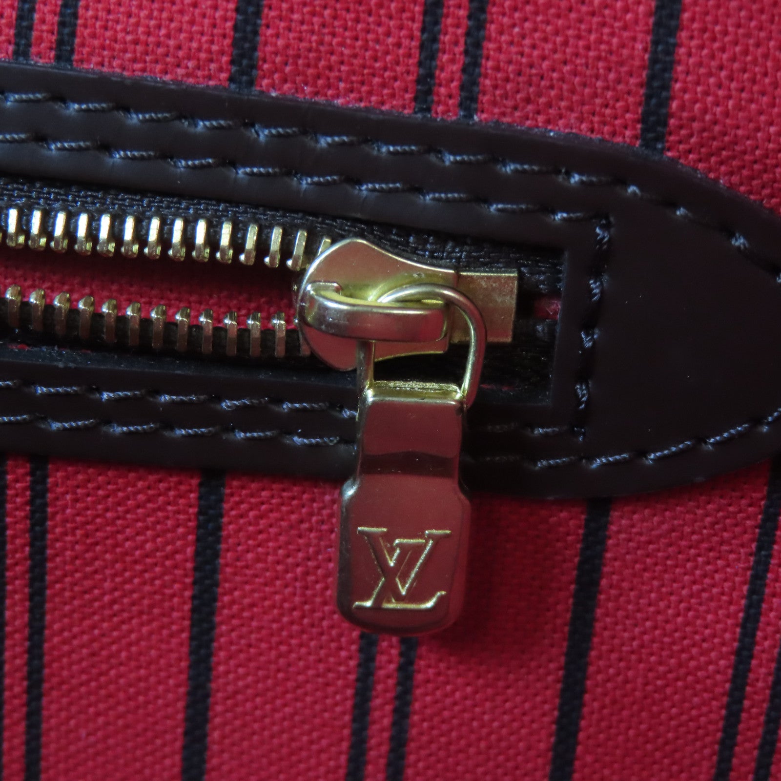 LOUIS VUITTON Damier Ebene Neverfull MM金扣手挽肩背兩用袋啡色