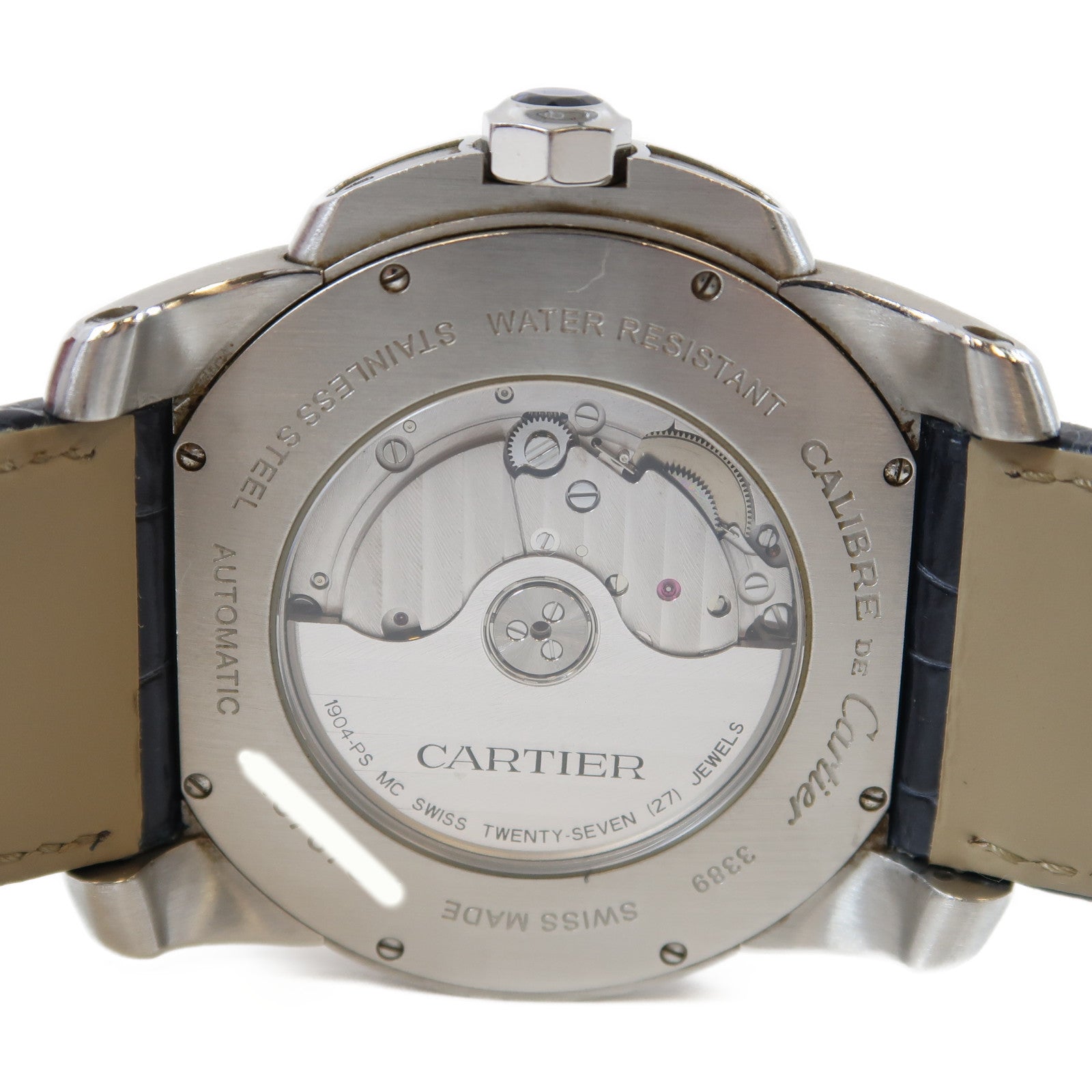 CARTIER 【激減優惠】Calibre de Cartier不鏽鋼/皮革帶手錶自動機芯啡色