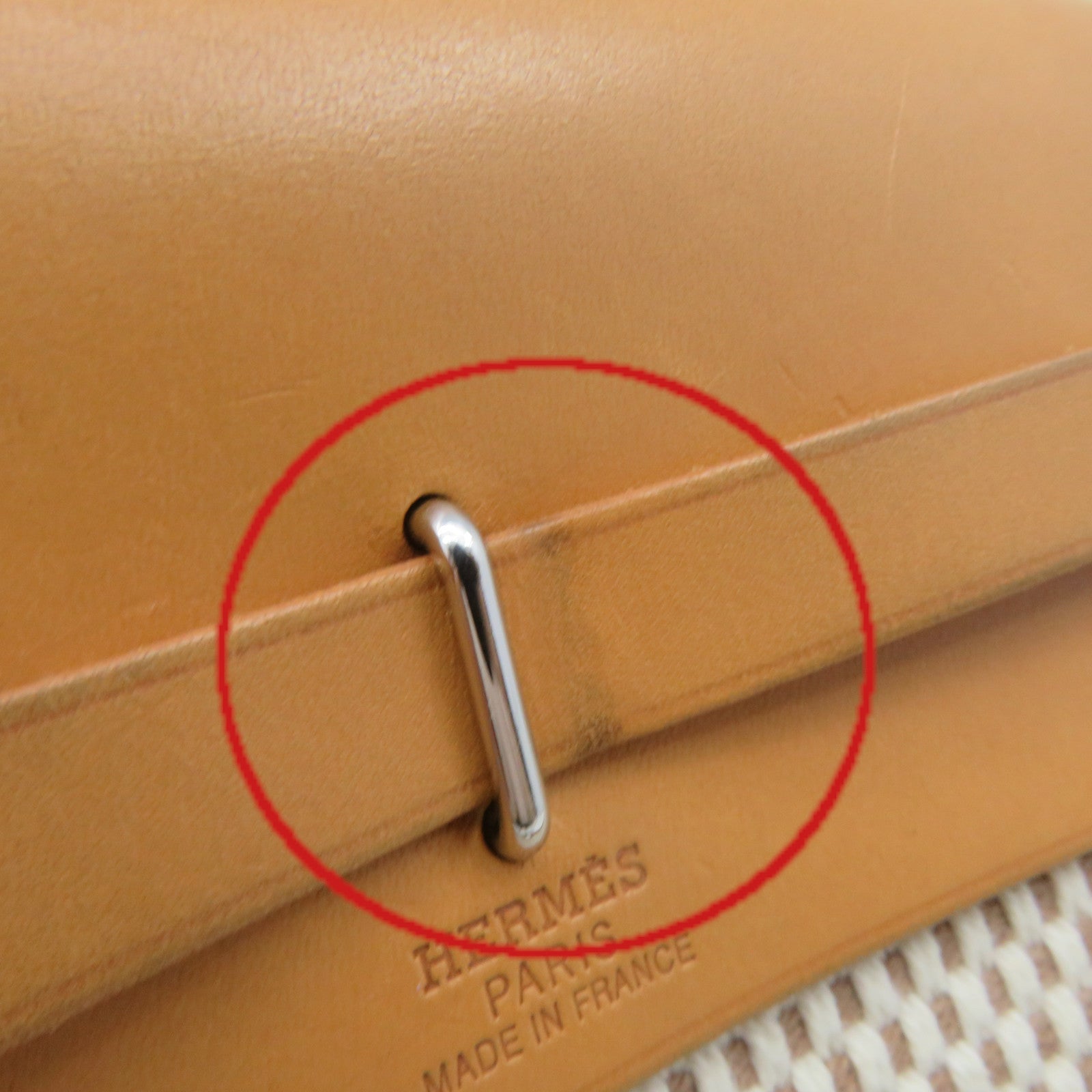 HERMES 【激減優惠】帆布Herbag TPM Shoulder Bag銀扣肩背袋杏色