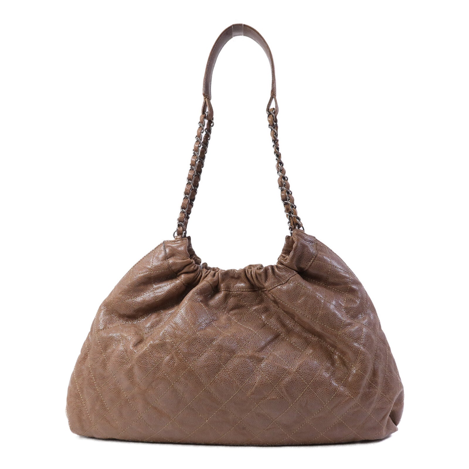 CHANEL 牛皮皮革Shoulder Bag銀扣肩背袋