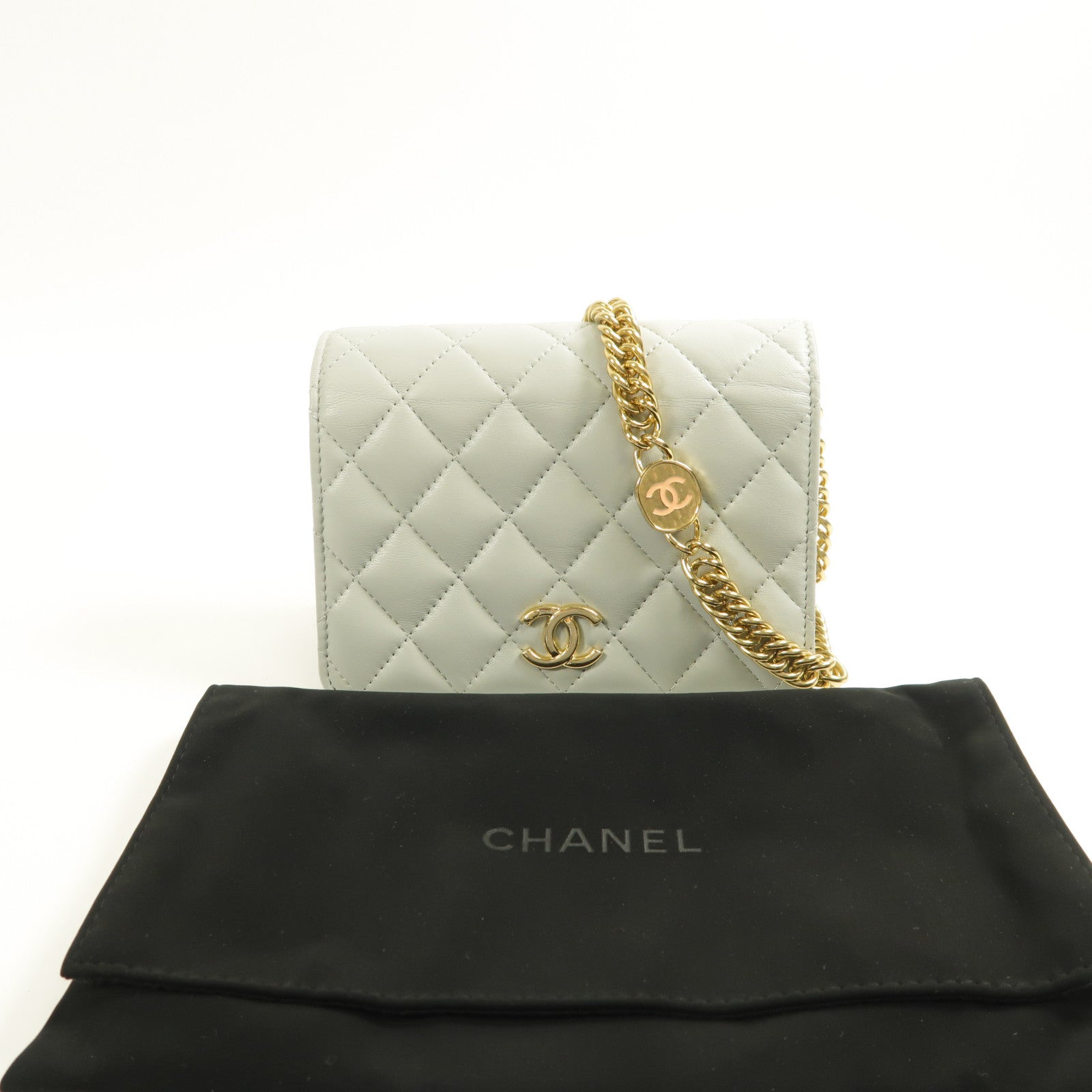CHANEL 【激減優惠】羊皮皮革Chain Shoulder金扣鏈帶肩背袋