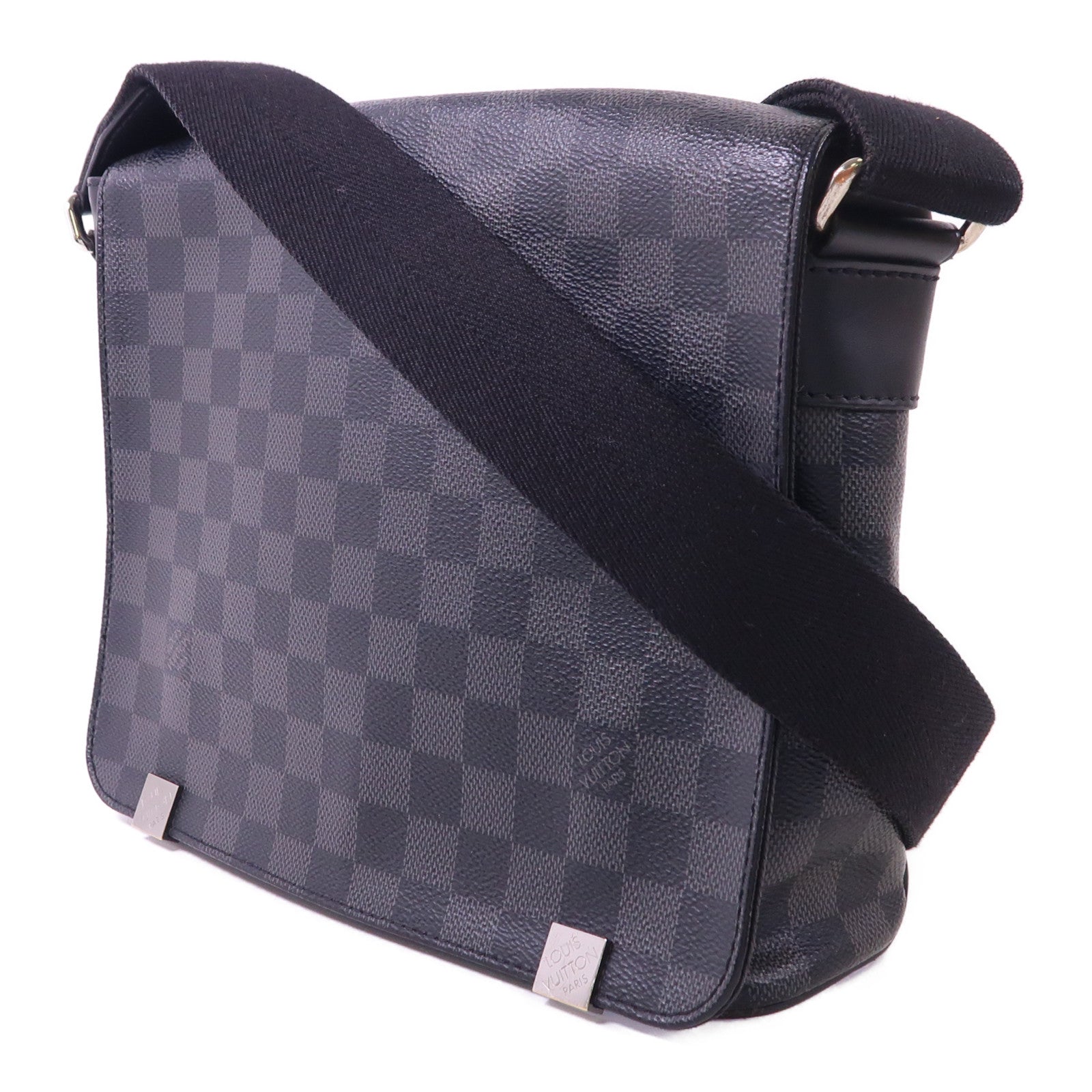 LOUIS VUITTON Damier Graphite Distrist PM銀扣肩背袋