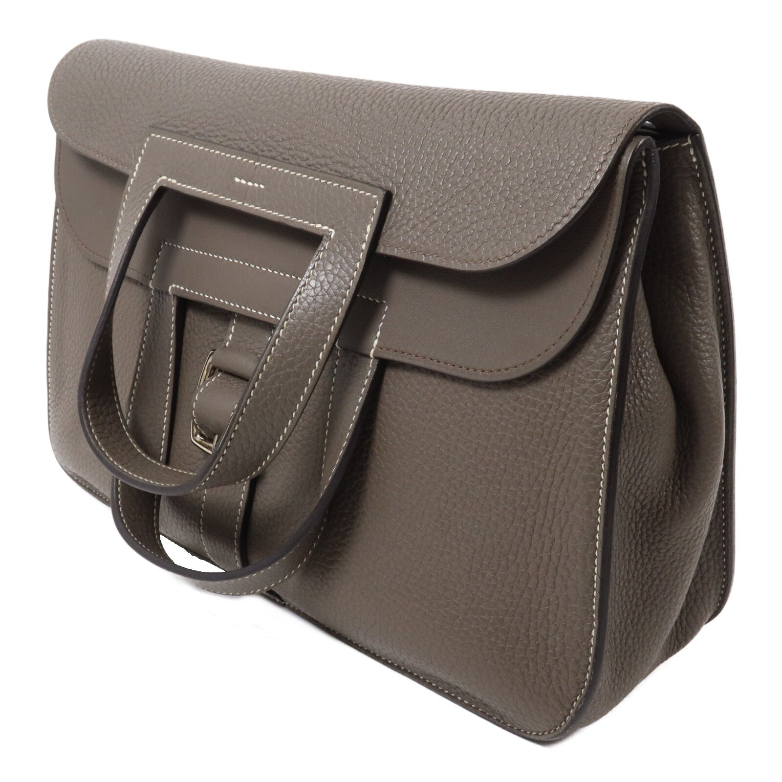 HERMES Clemence皮革Halzan 31手挽肩背兩用袋Etain