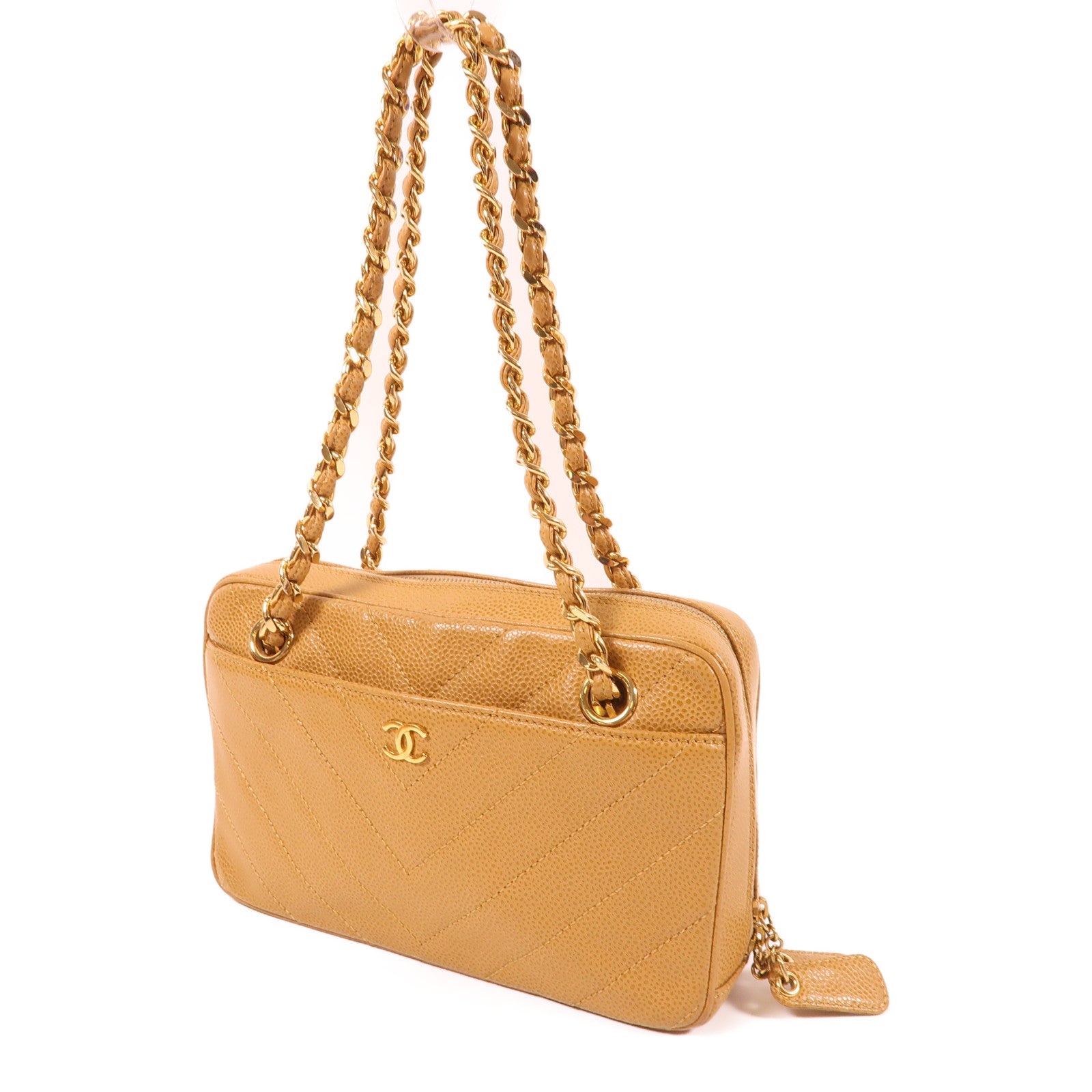 CHANEL 牛皮皮革Vintage Chain Bag金扣鏈帶肩背袋