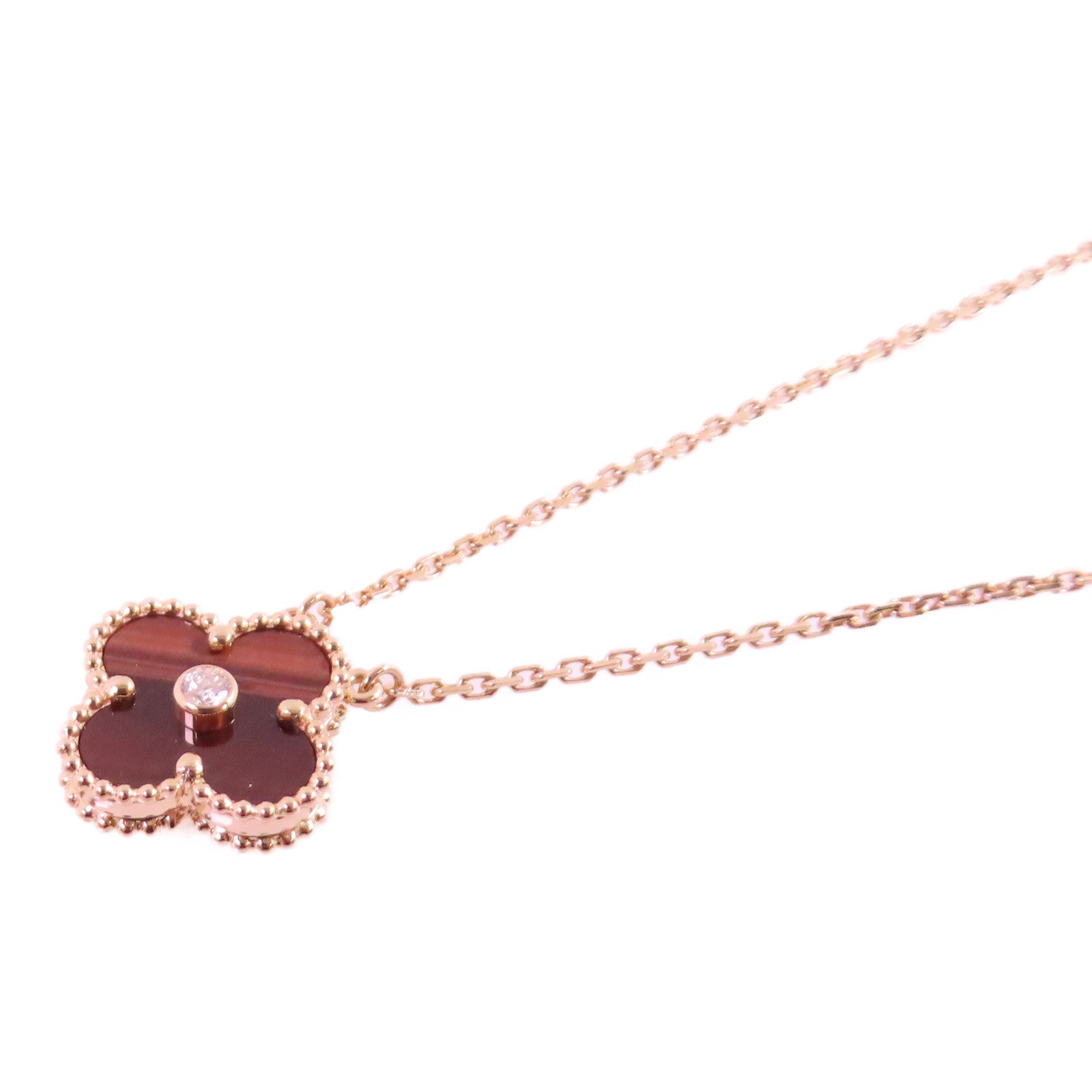 Van Cleef & Arpels 18K玫瑰金/鑽石/孔雀石Vintage Alhambra Malachite Diamond Necklace項鏈