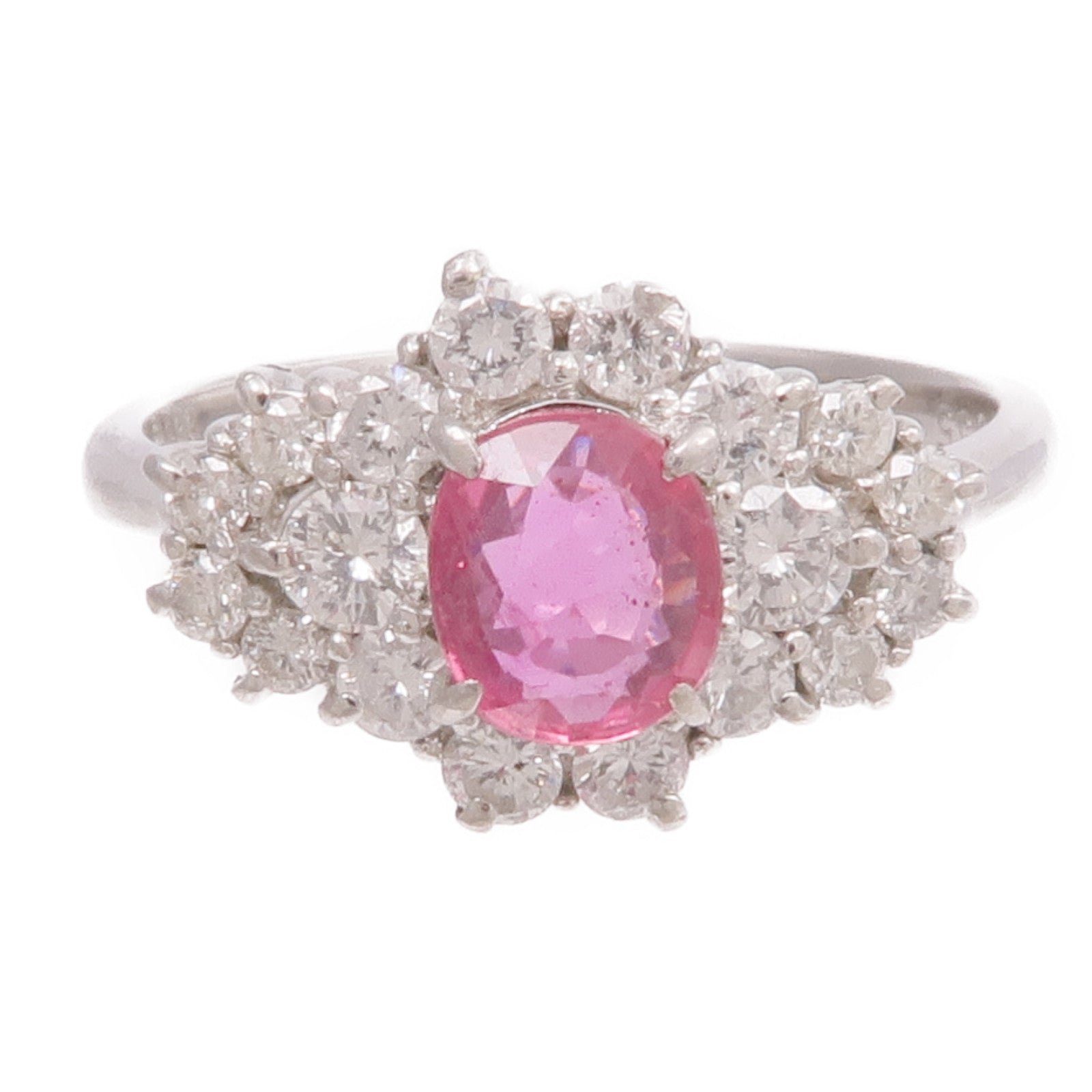JEWELRY PT900鉑金Ruby Diamond Ring紅寶石/鑽石戒指US#5.5