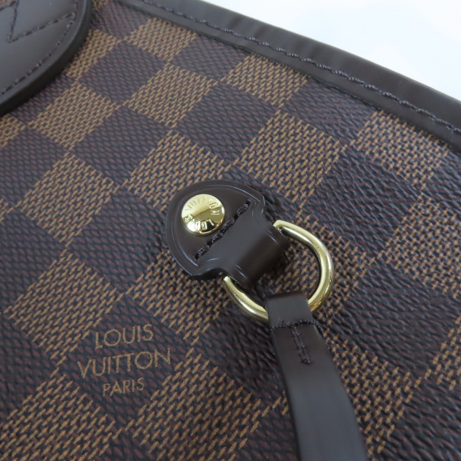 LOUIS VUITTON Damier Ebene Neverfull MM金扣手挽肩背兩用袋啡色
