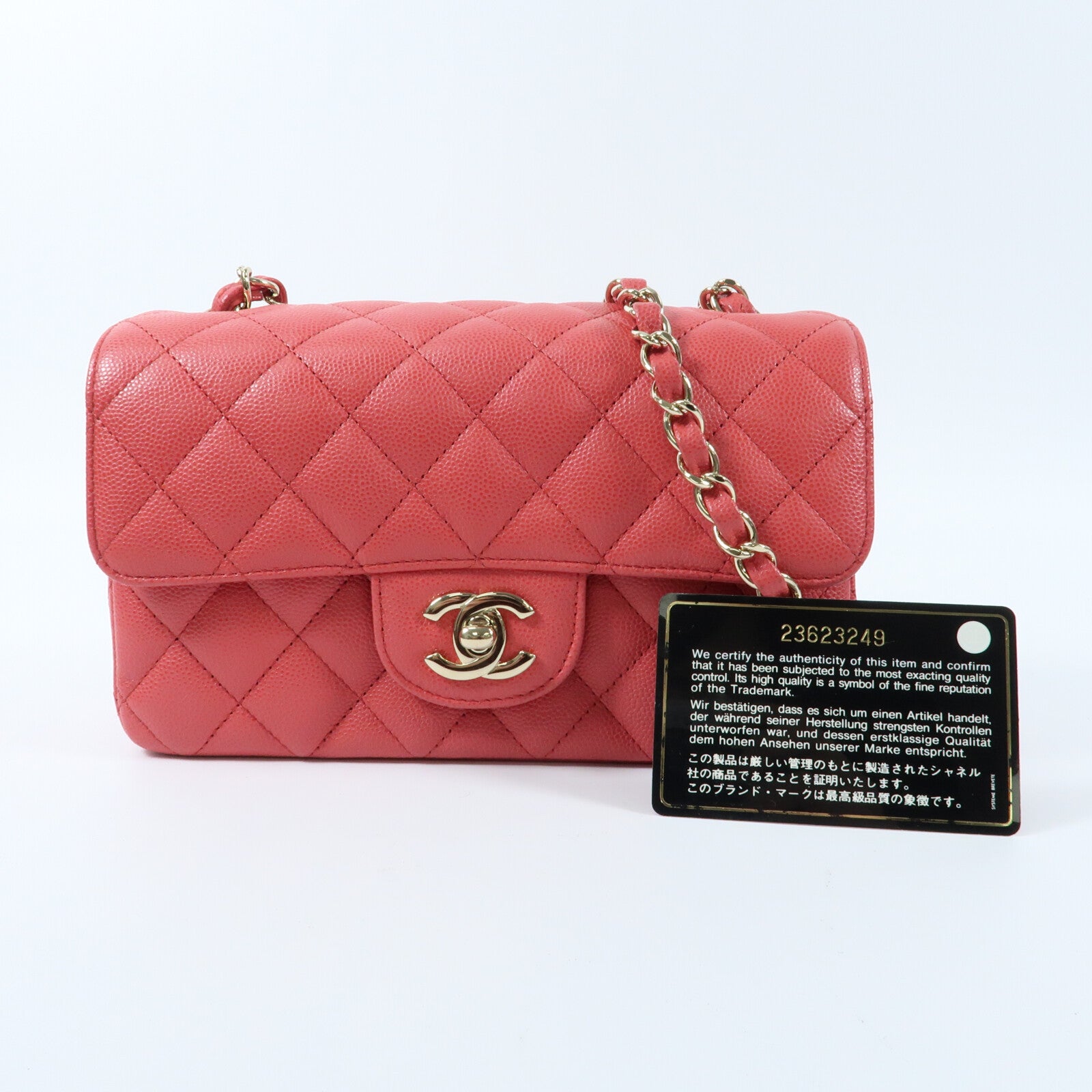 CHANEL 牛皮皮革Mini Classic 20金扣鏈帶肩背袋