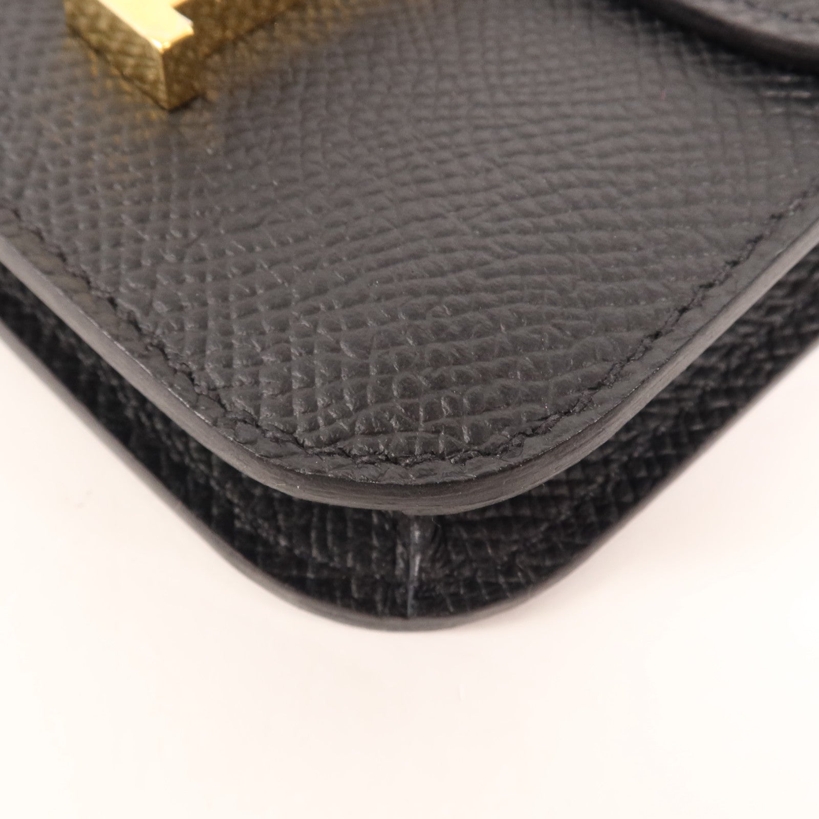 HERMES Epsom皮革Constance Slim金扣錢包Noir