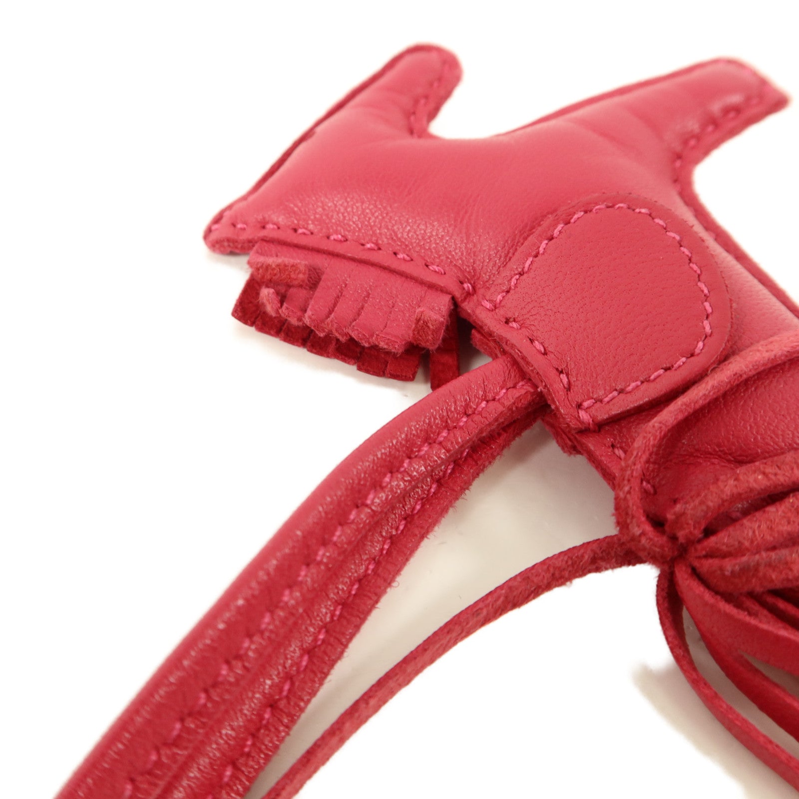 HERMES Milo皮革Rodeo PM掛飾Framboise