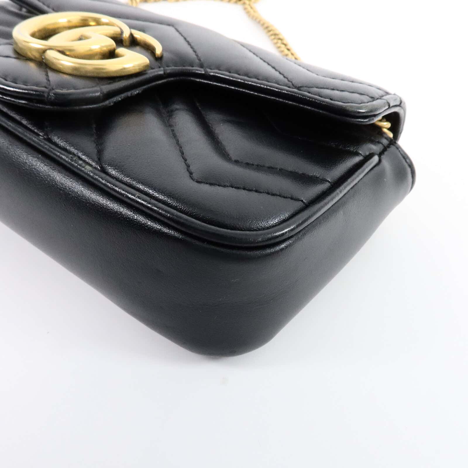 GUCCI 牛皮皮革GG Marmont Super Mini鏈帶肩背袋