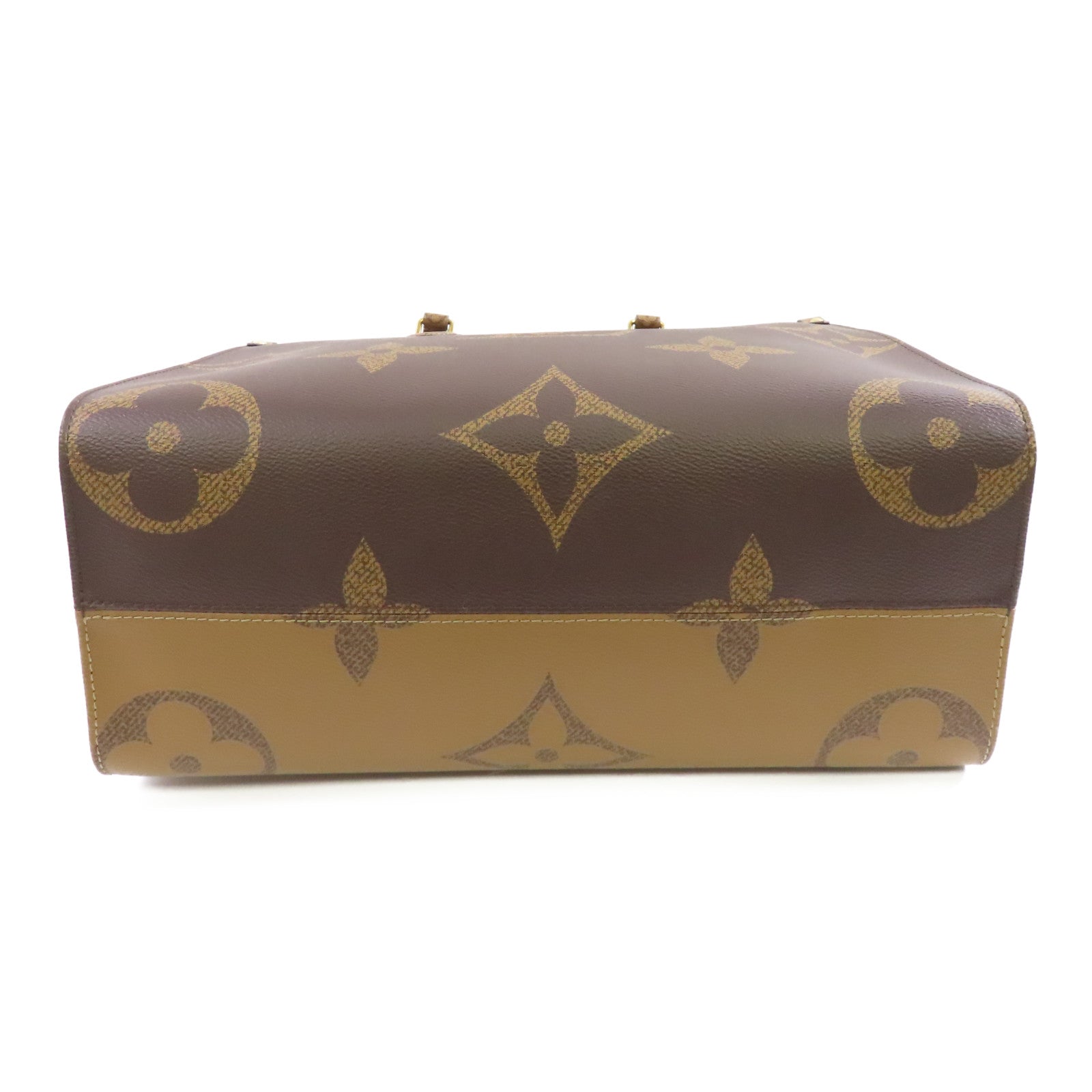 LOUIS VUITTON Monogram Giant On The Go MM金扣手挽肩背兩用袋啡色