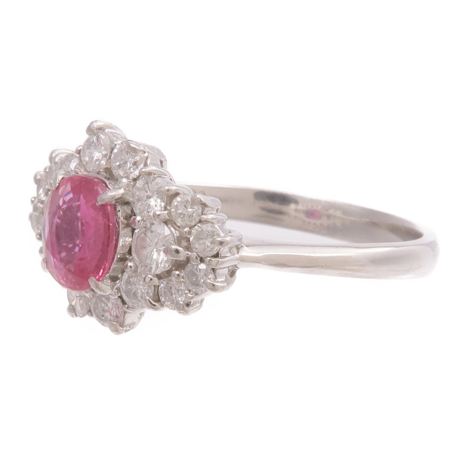 JEWELRY PT900鉑金Ruby Diamond Ring紅寶石/鑽石戒指US#5.5