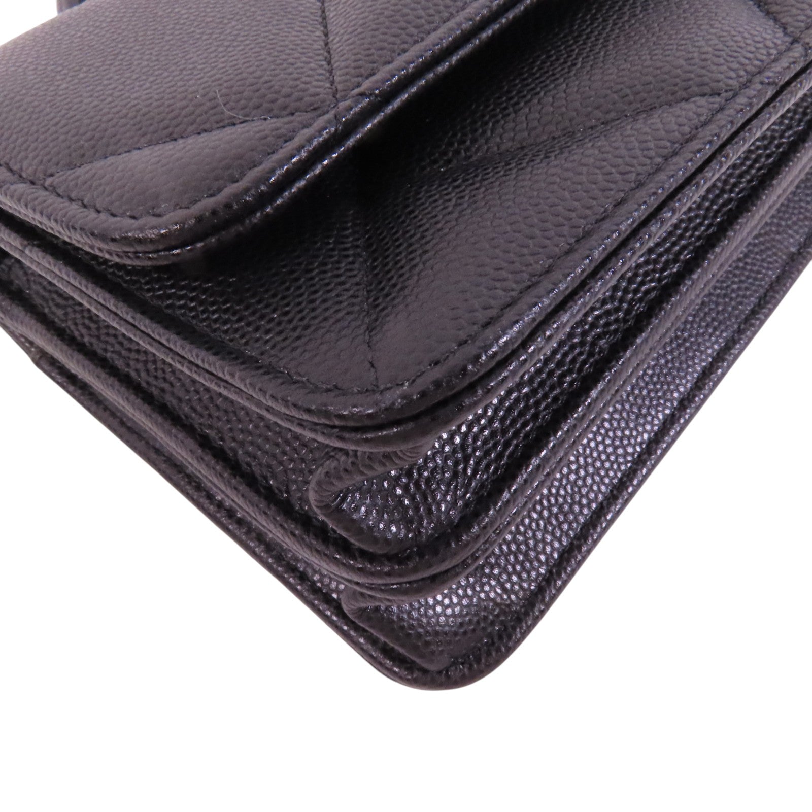 CHANEL 牛皮皮革25C WOC金扣鏈帶手挽肩背兩用袋