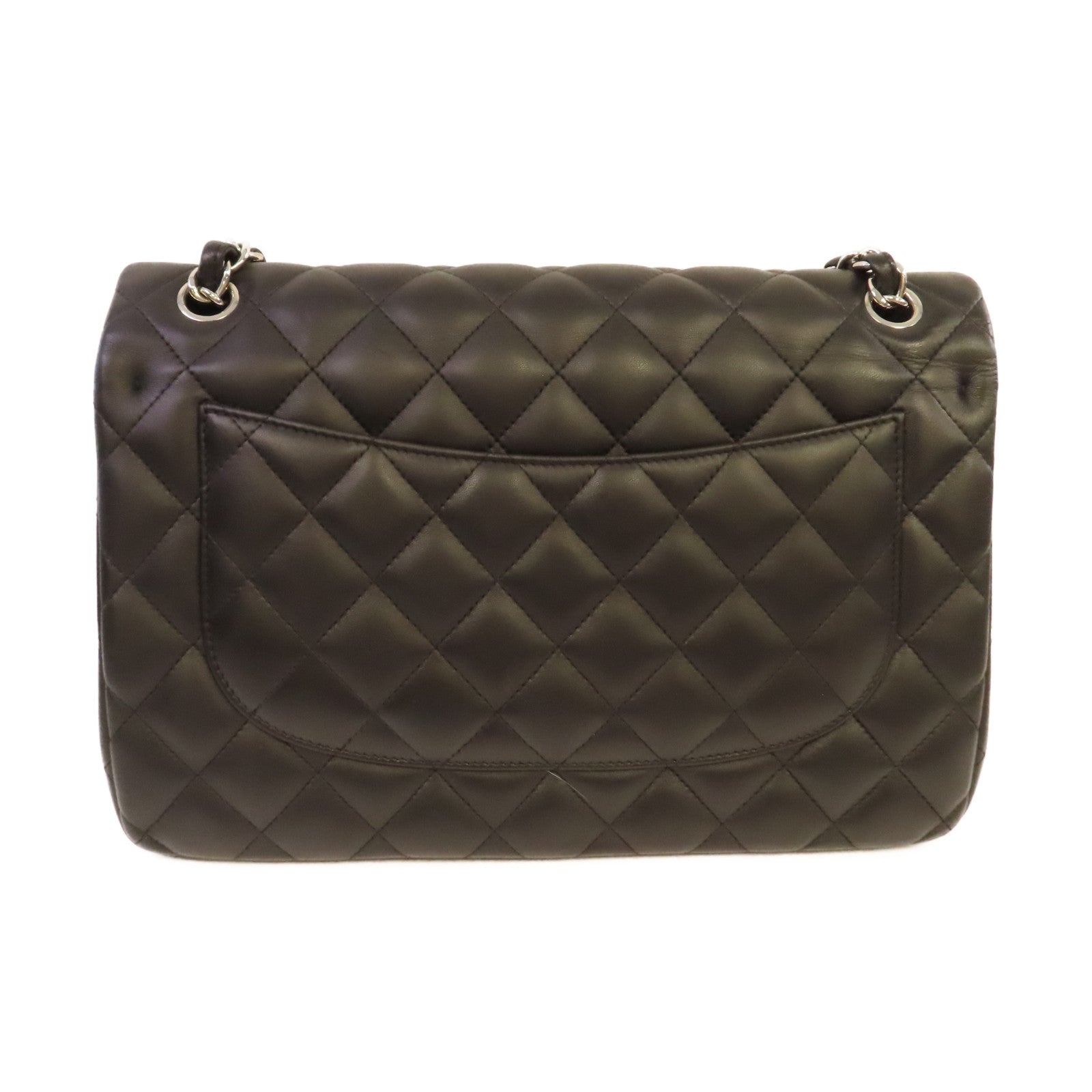 CHANEL 【激減優惠】菱格羊皮皮革Jumbo Classic Chain Shoulder Bag銀扣鏈帶肩背袋黑色
